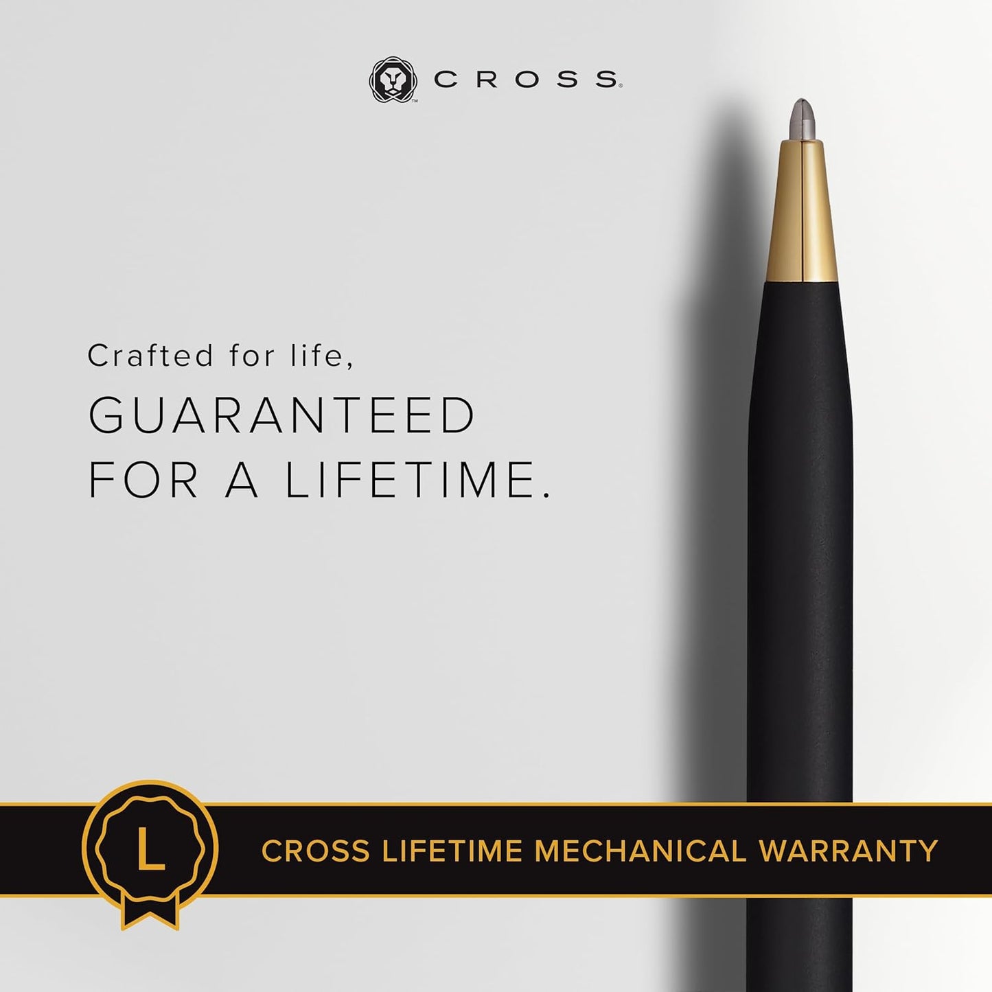 Cross Classic Century Refillable Ballpoint Pen Presented in a Luxury Gift Box - Medium Point, Black Ink, Black & Gold