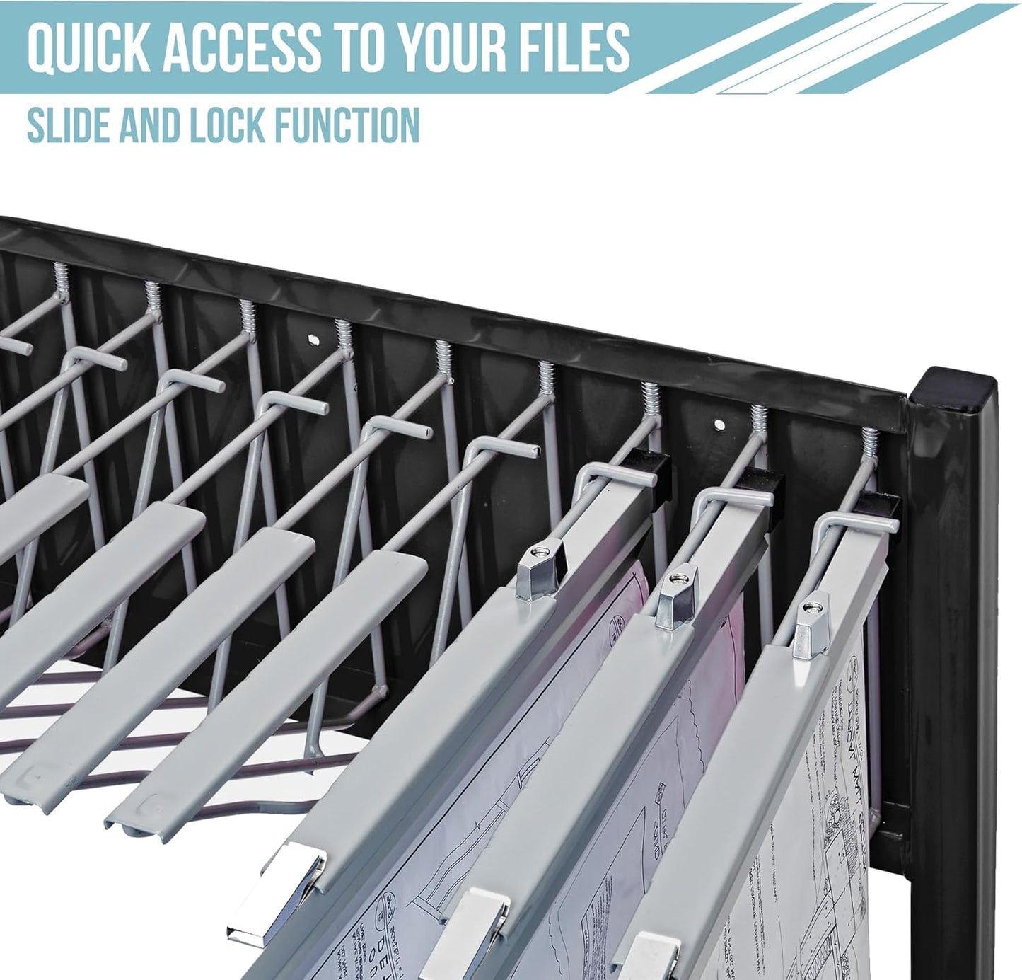 Adir Blueprint Rack and Clamps - 6 Pack of Blueprint Clamp and Mobile Blueprint Rack, Heavy-Duty Large Document Storage Solution for Blueprints, Posters, Maps, & Construction Plans