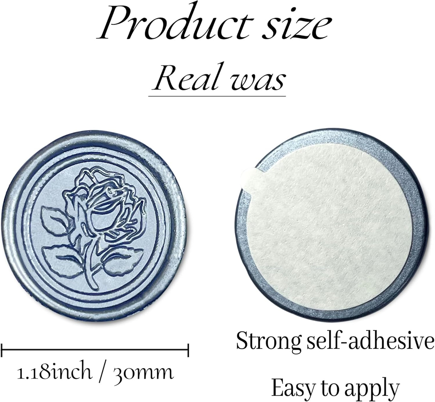 25Pcs Wax Seal Stickers Handmade Envelope Seals Self Adhesive Wax Stickers for Wedding Party Invitations, Envelope, Gift Wrap, Christmas(Rose Style, Gray Blue)