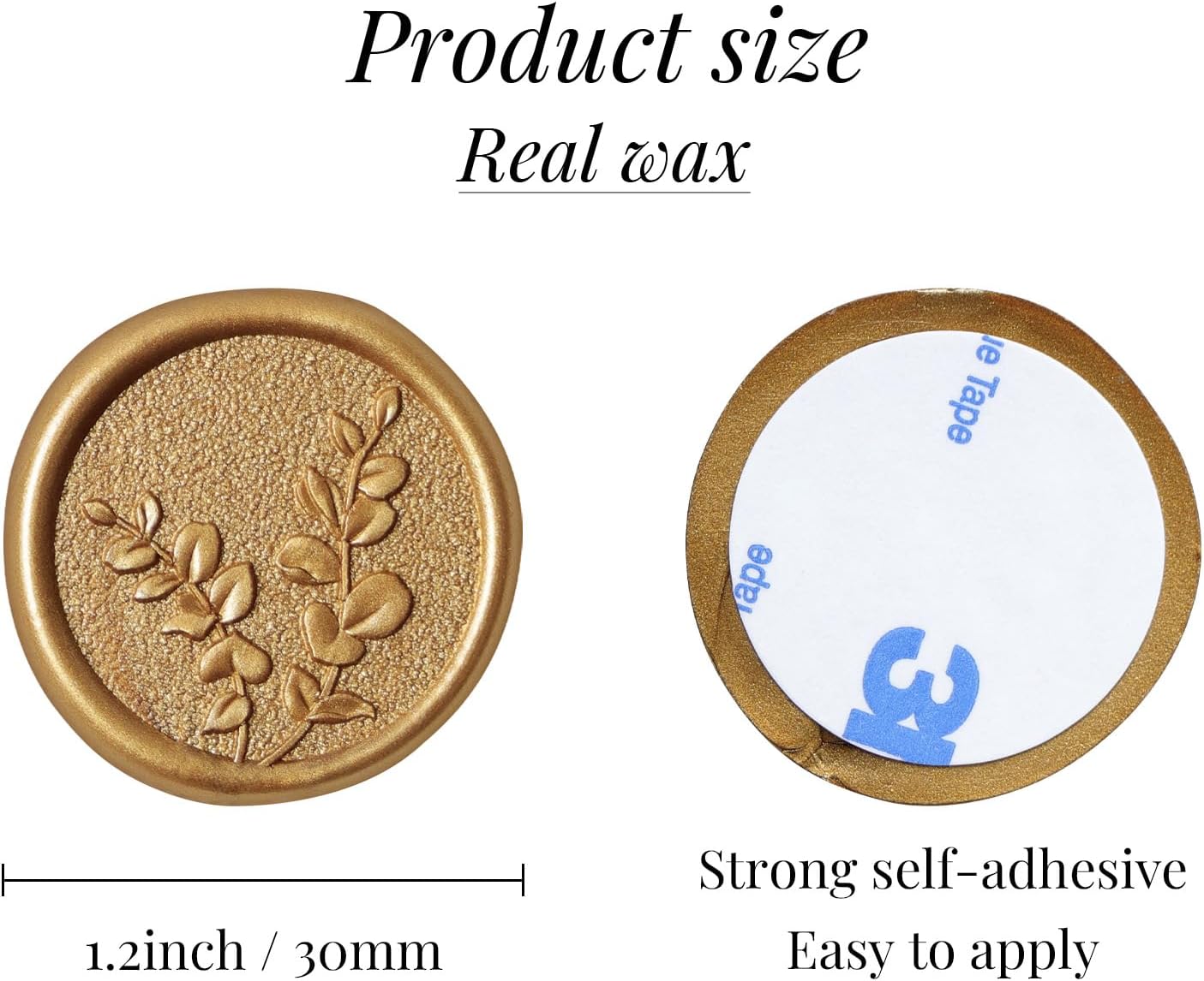 UNIQOOO Wax Seal Stickers - Eucalyptus Leaves Wedding Invitation Envelope Botanical Seal Stickers, 50 Pcs Self- Adhesive Antique Gold Stickers, Perfect for Invitation, Christmas, Gift Wrapping, Party