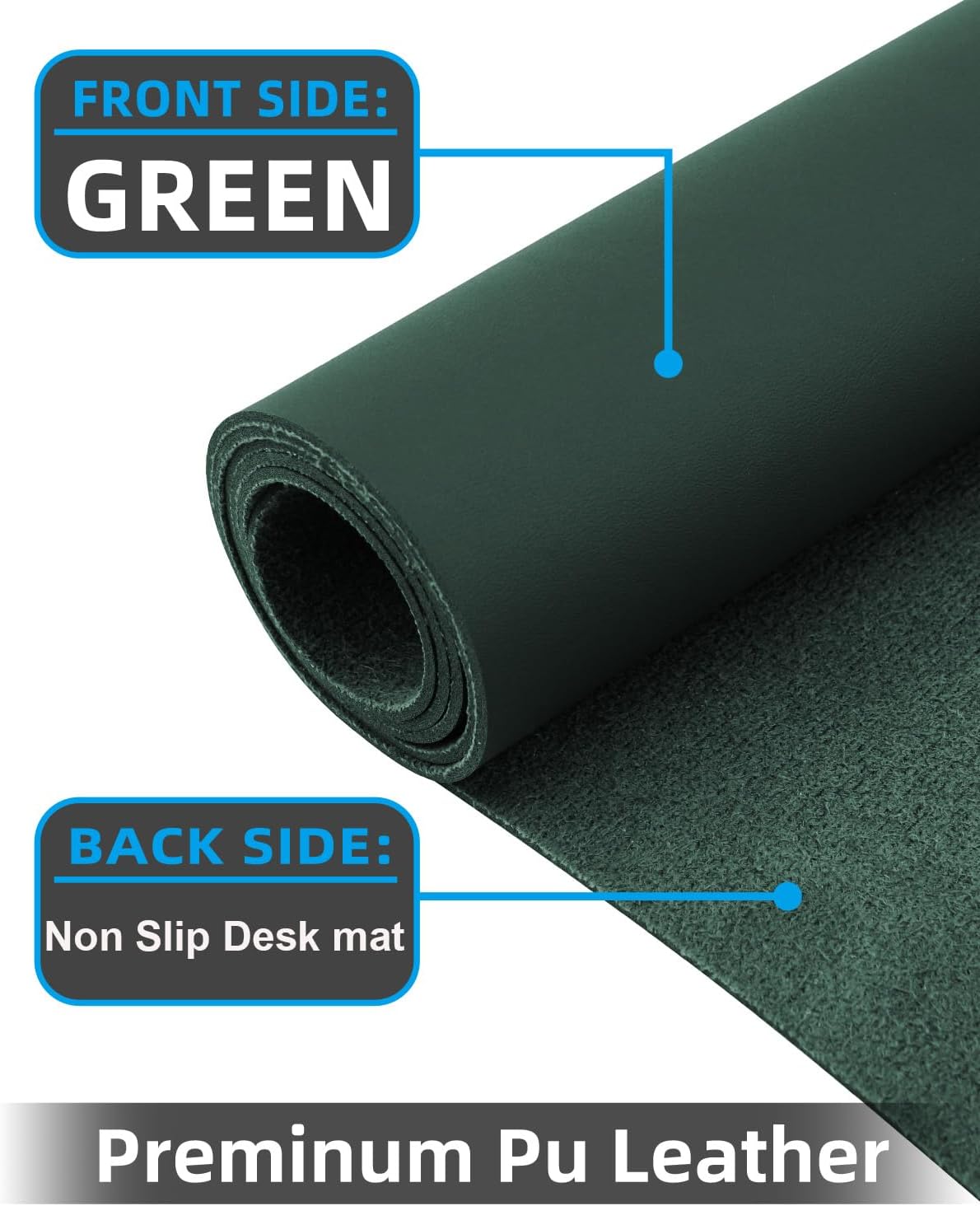 Extra Large Desk mat, Leather Desk Pad Protector,Office Desk Mat,Mouse Pad, Non-Slip Desk Blotter, Laptop Desk Pad, Waterproof Desk Writing Pad for Office&Home (Dark Green, 55" x 17")