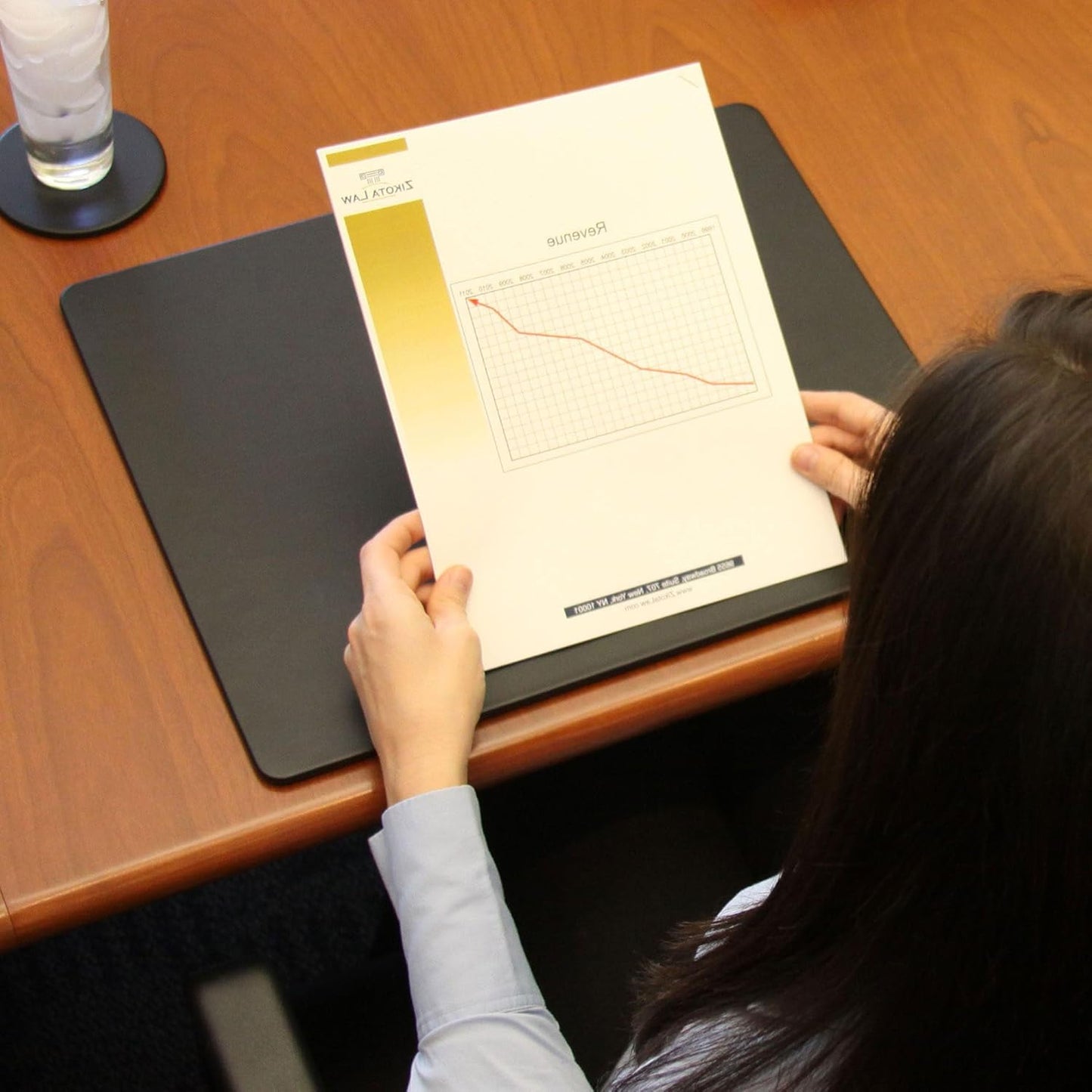 DACASSO Leatherette Conference Table Pad - Luxury Leather Desk Blotter for Writing - Padded Executive Desk Surface Protector - (Black, 17” x 14”)