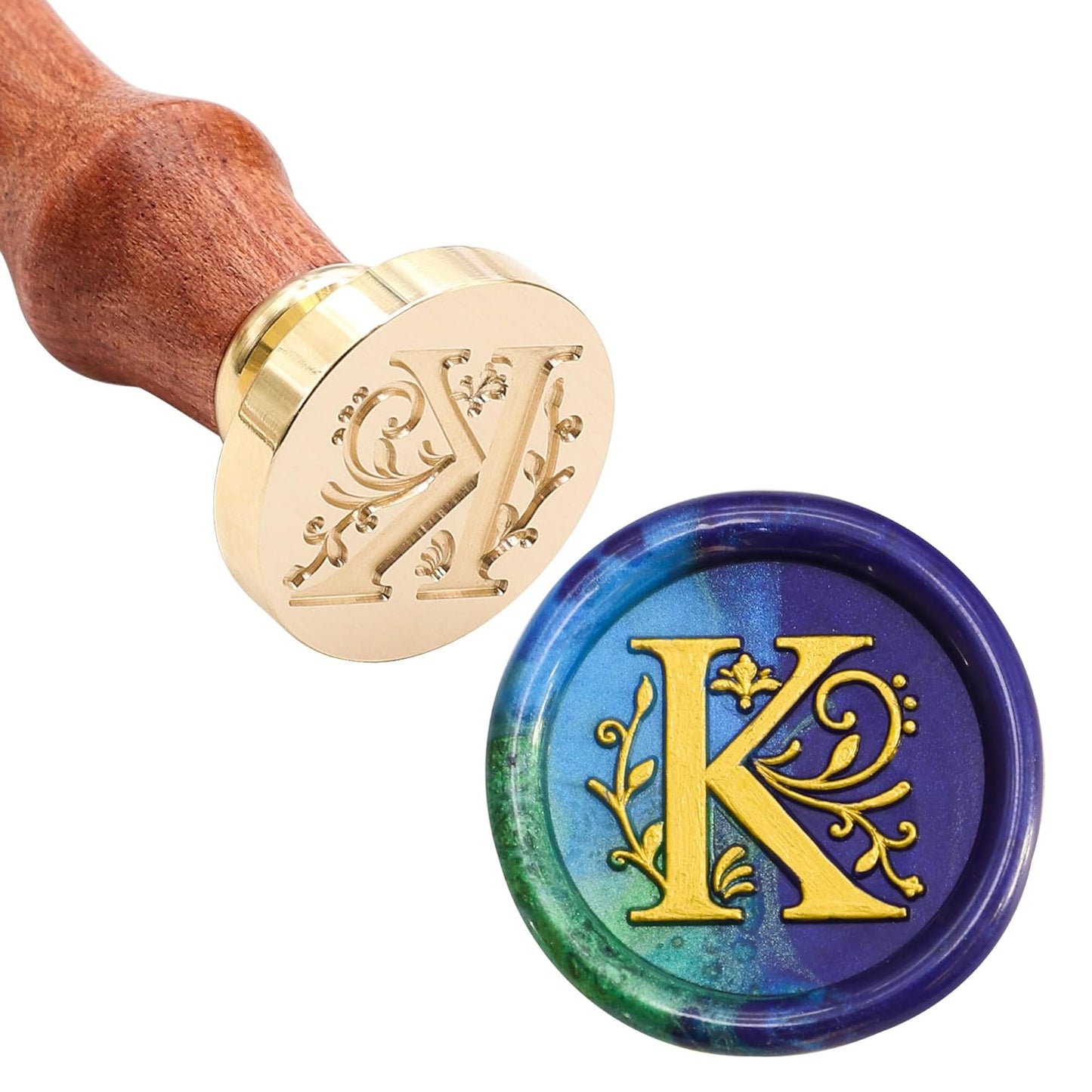 SWANGSA Initial Alphabet K Wax Seal Stamp Kit, Classic Retro Letter Sealing Stamp with 200pcs Sealing Wax Beads Kit for Wedding Invitations Cards Envelopes (K)