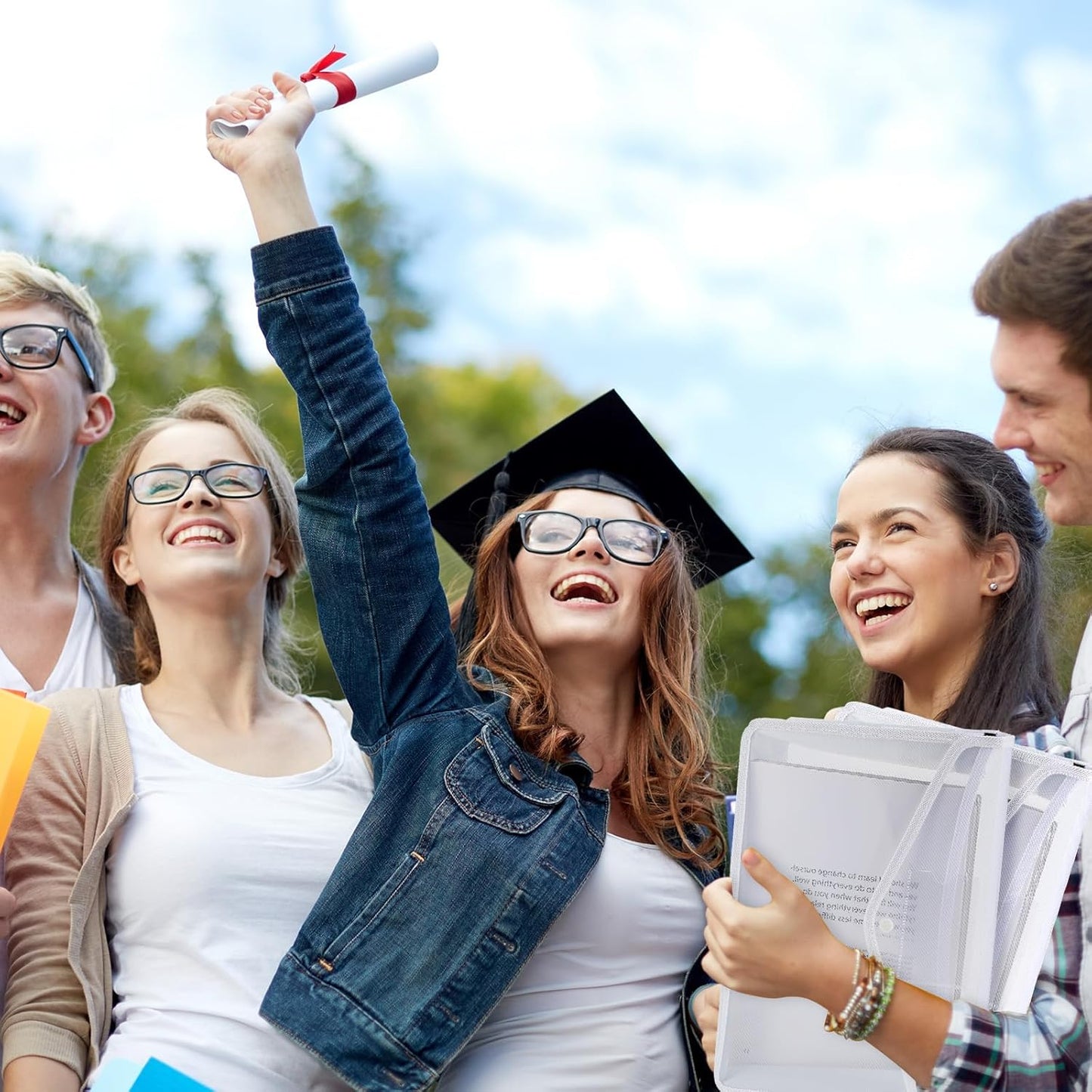 4 Pack A4 Expanding Plastic File Folders Waterproof Document Organizer with Snap Button Multiple Pockets, Office Home Office Storage (White)