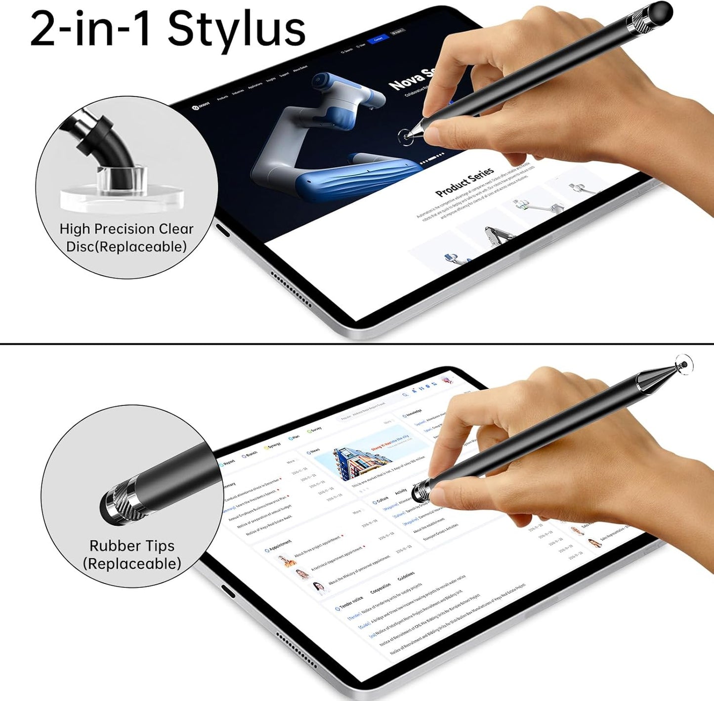 Stylus (10 Pcs),2-in-1 Stylus Pen for Touch Screen,High Precision and Sensitivity,Suitable for iPhone/ipad/Android Tablets,Compatible with Touch Screens (Silver/Blue/Rose Gold/White/Black)