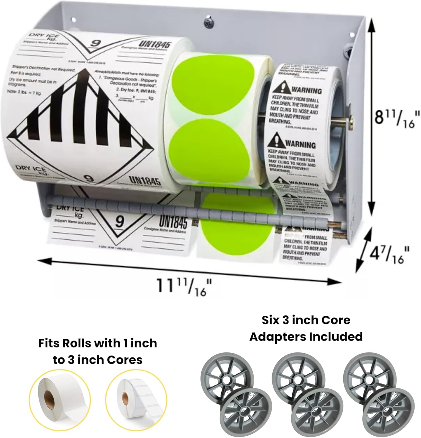 Wall Mount Label Dispenser (12-1/2") - Sticker Roll Dispenser - Table Top - Label Holder - Stamp Roll Dispenser - Sticker Stand - Thermal Label Holder - Heavy-Duty All Steel