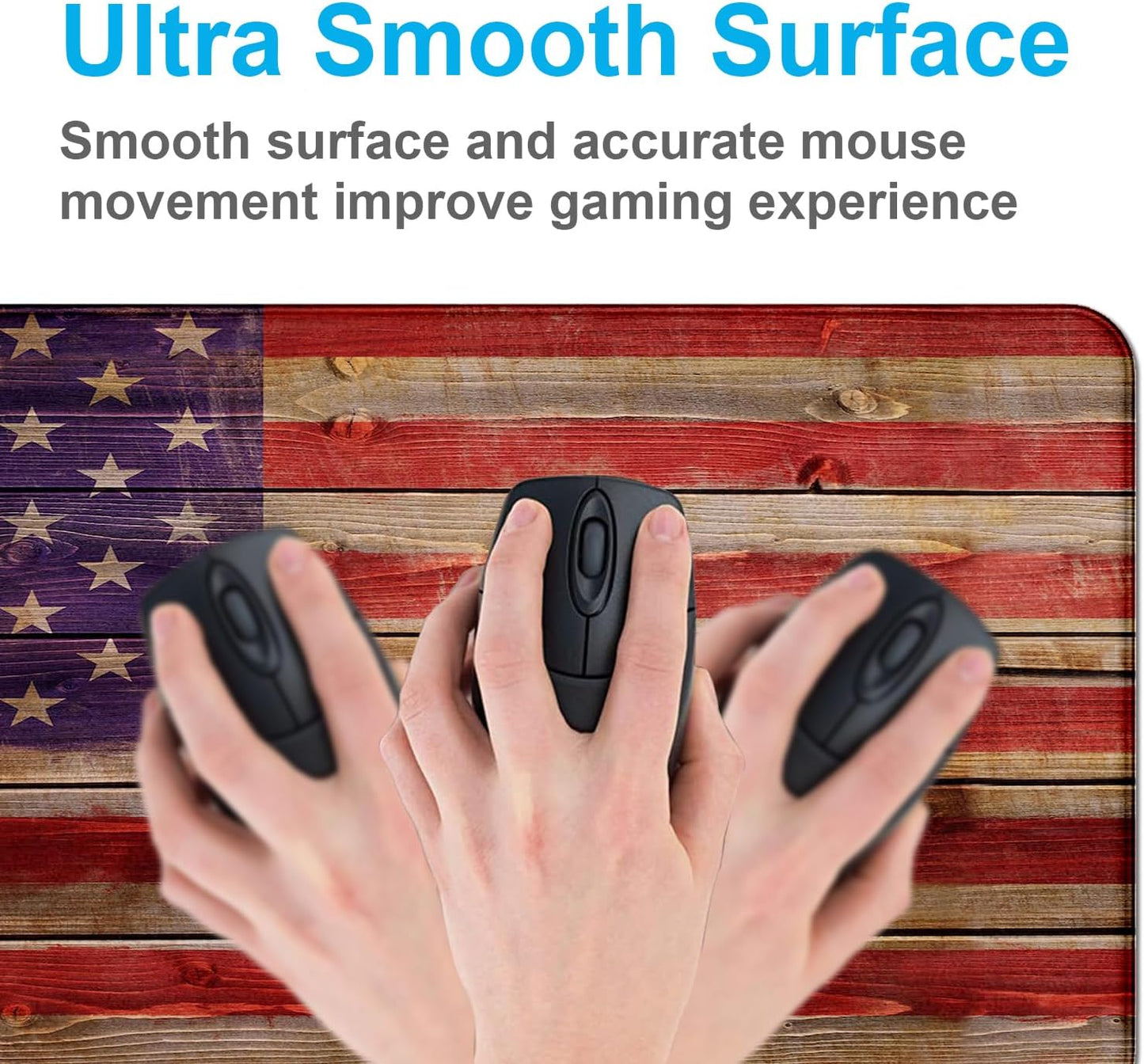 Patriot Wood Grain American Flag Extended Large Gaming Computer Mouse Pad, Suitable for Home Office and Study Keyboard Mouse Pad 35.4 x 15.7 x 0.12 Inches