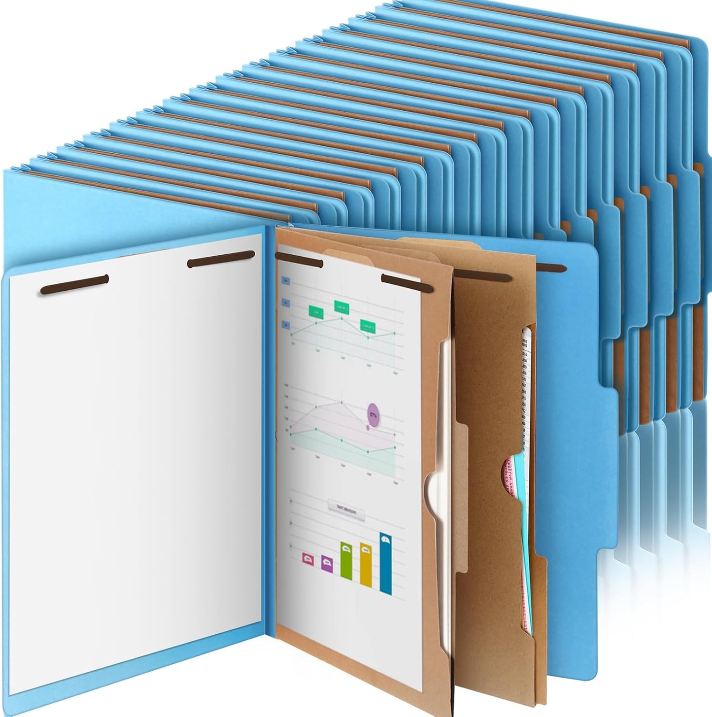 36 Pcs Classification Folders Letter Size, 2 Pocket Dividers Pressboard File Folder with Fasteners, Expanding File Organizer Bulk for Teachers, Clergy, Office, Church, Christmas (Blue)