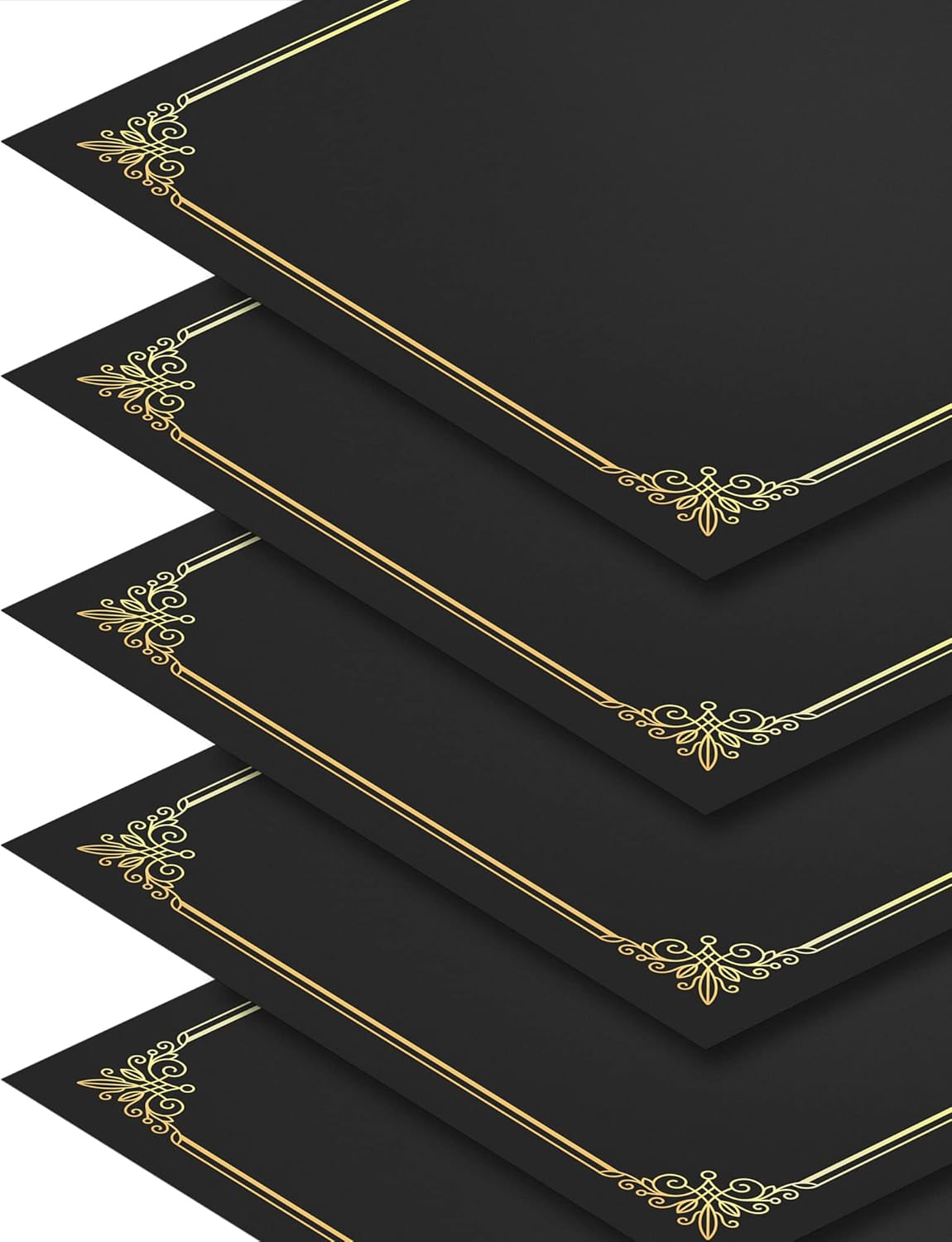 GNL Certificate Holders - 100 Packs Black Diploma Holders, Certificate Covers with Gold Foil Border, for Letter Size 8.5 x 11 Award Certificate Paper and Documents