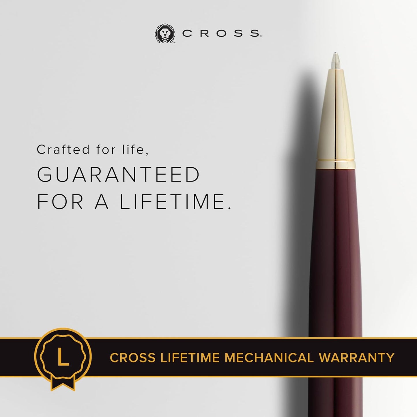 Cross Bailey Light Refillable Ballpoint Pen Presented in a Everyday Gift Box - Medium Point, Black Ink, Polished Burgundy