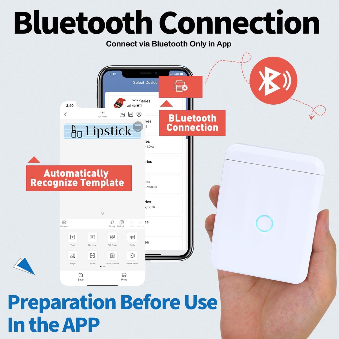 LMASBLTER D110M Label Maker Machine with Tape Portable Bluetooth Sticker Label Printer with Different Fonts Easy to Use Ideal for Home Office Organization Small Business Supplies USB Rechargeable