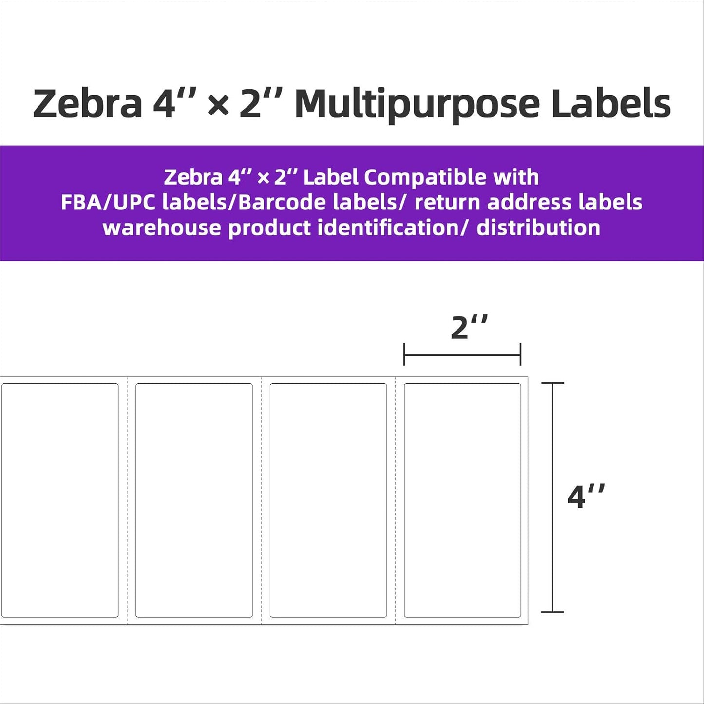 AveneMark 12 Rolls 4" x 2" Direct Thermal Labels for Barcodes Postage Address Shipping Labels Compatible with Rollo & Zebra Desktop Printers Adhesive - 750 Labels/Roll