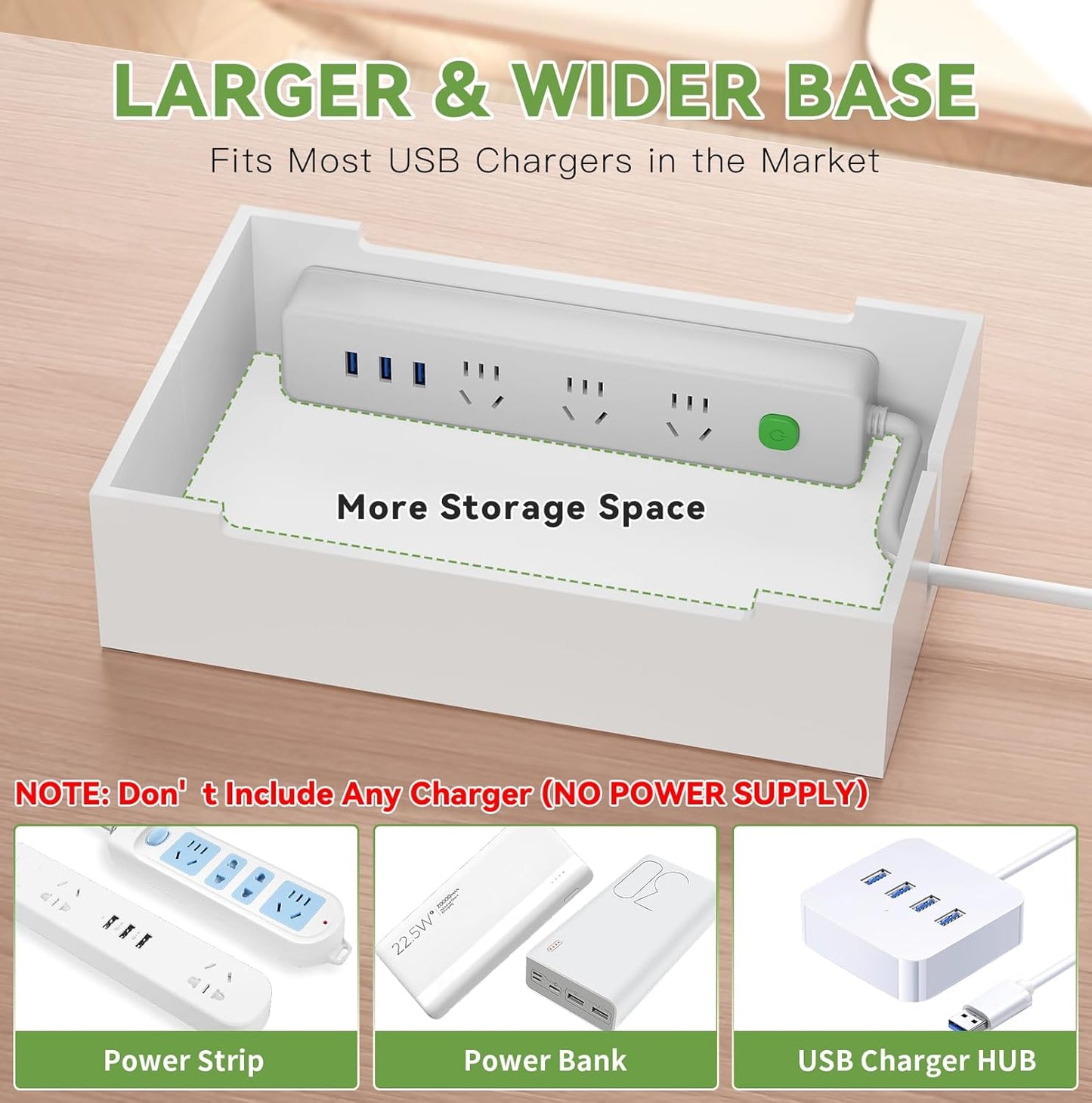 Pezin & Hulin Bamboo Charging Station, Electronic Devices Organizer for Multiple Devices Charger Such As Cell Phone, Tablet, Watch and More, White, (No USB Charger and Cables