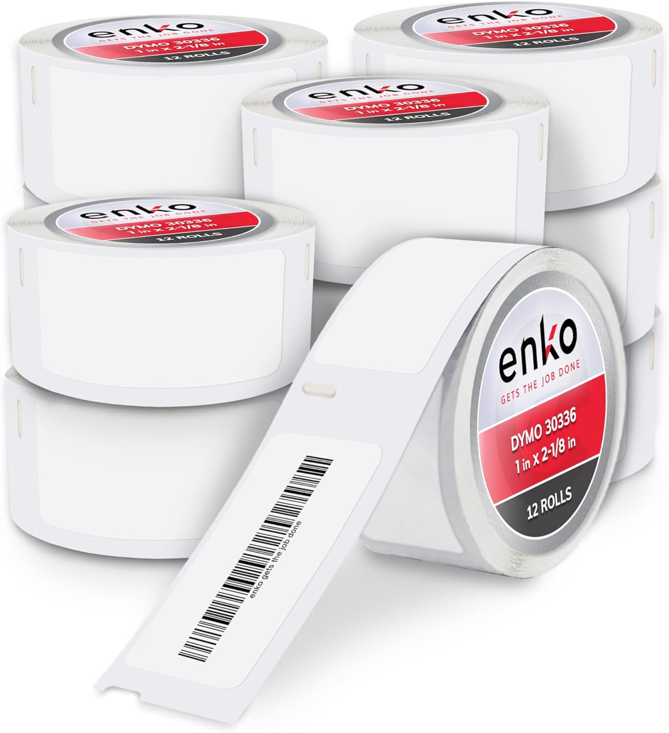 enKo Compatible for Dymo 30336 Labels (1 x 2-1/8 inches) - 12 Rolls, 6000 Labels for Dymo LabelWriter 450 Turbo Printer and 4XL - Direct Thermal Address, Shipping and Barcode Label