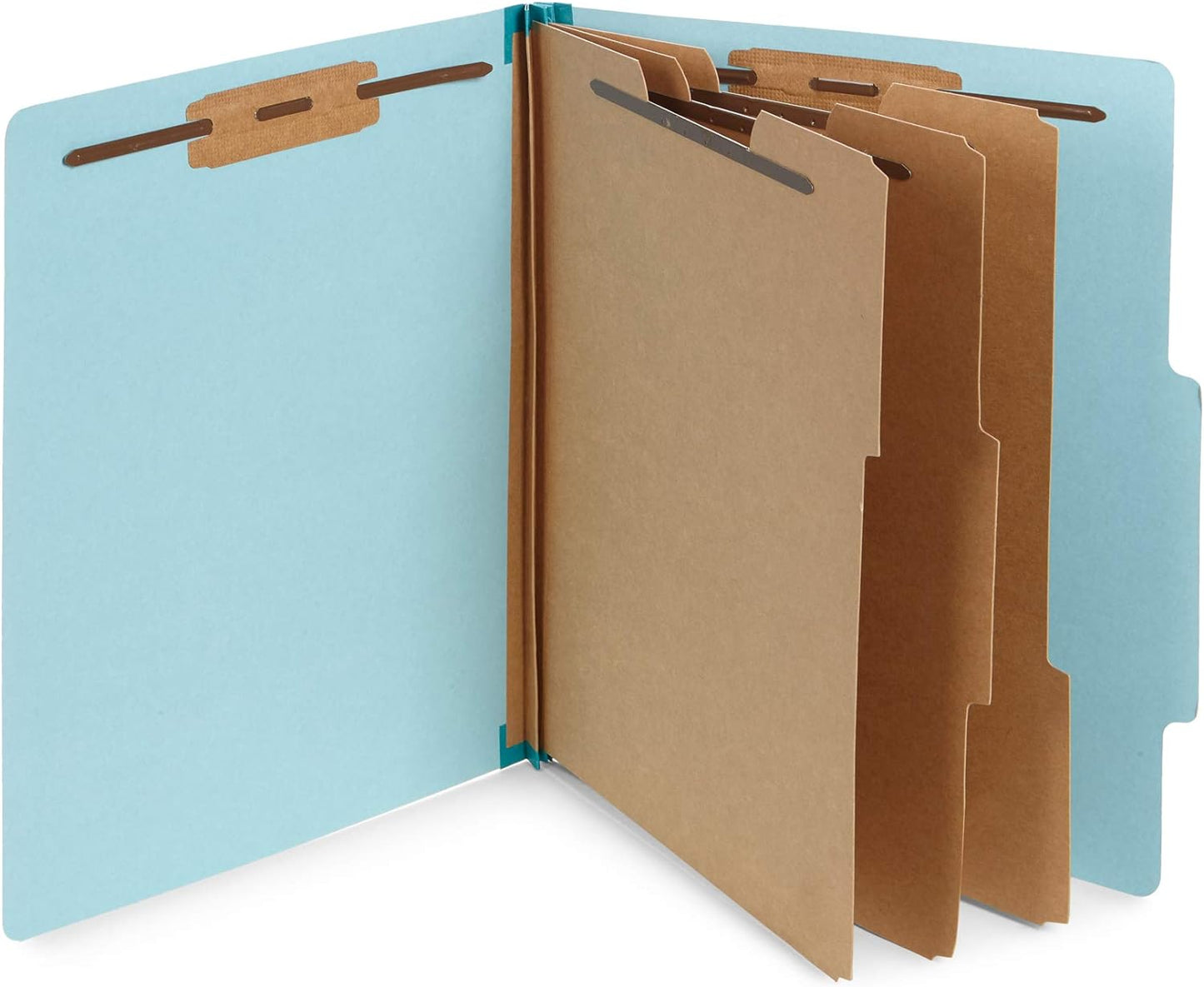 Blue Summit Supplies Light Blue Classification Folders, 3 Dividers, Letter Size with 2 Inch Tyvek Expansions, 8 Section , 10 Pack