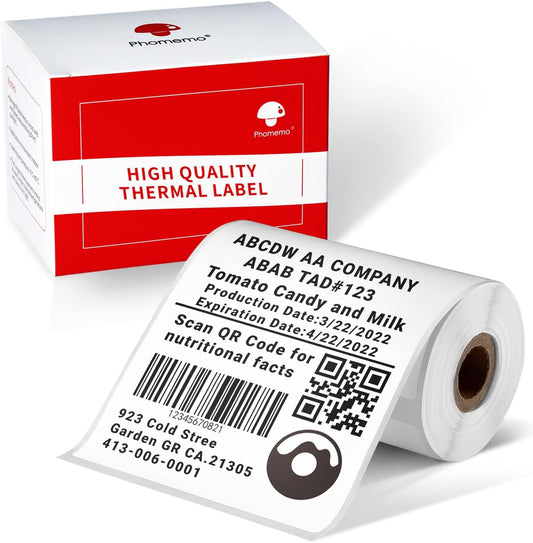 Phomemo 2.75'' x 3.14'' Labels - Compatible Phomemo M220 M200 Address, Barcode Labels - Direct Thermal Labels, Black in White,1Roll / 100 Labels