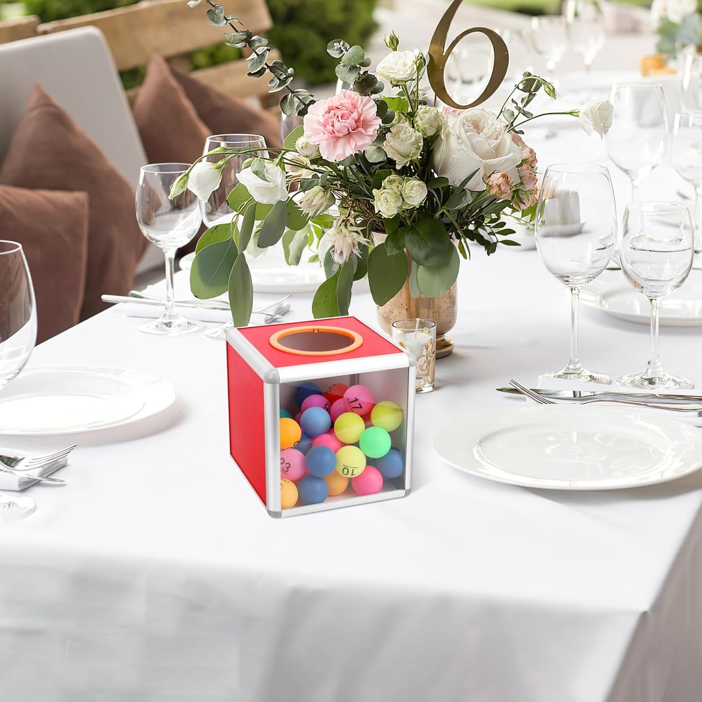 Transparent Lottery Box,20CM Removable Suggestion Ticket Box, Square Donation Collection Case Storage Bin for Raffle Ball Game Case Voting Ballot Aluminum Alloy