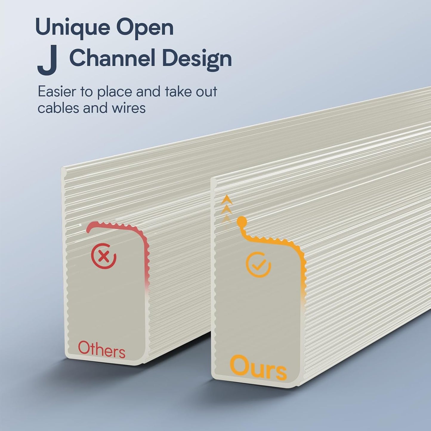 Delamu 62.8in Under Desk Cable Management, Safe Tidy Cable Management Under Desks for Home Office, 4 Pack Cord Organizer for Desk, Wire Organizer Kit, Beige