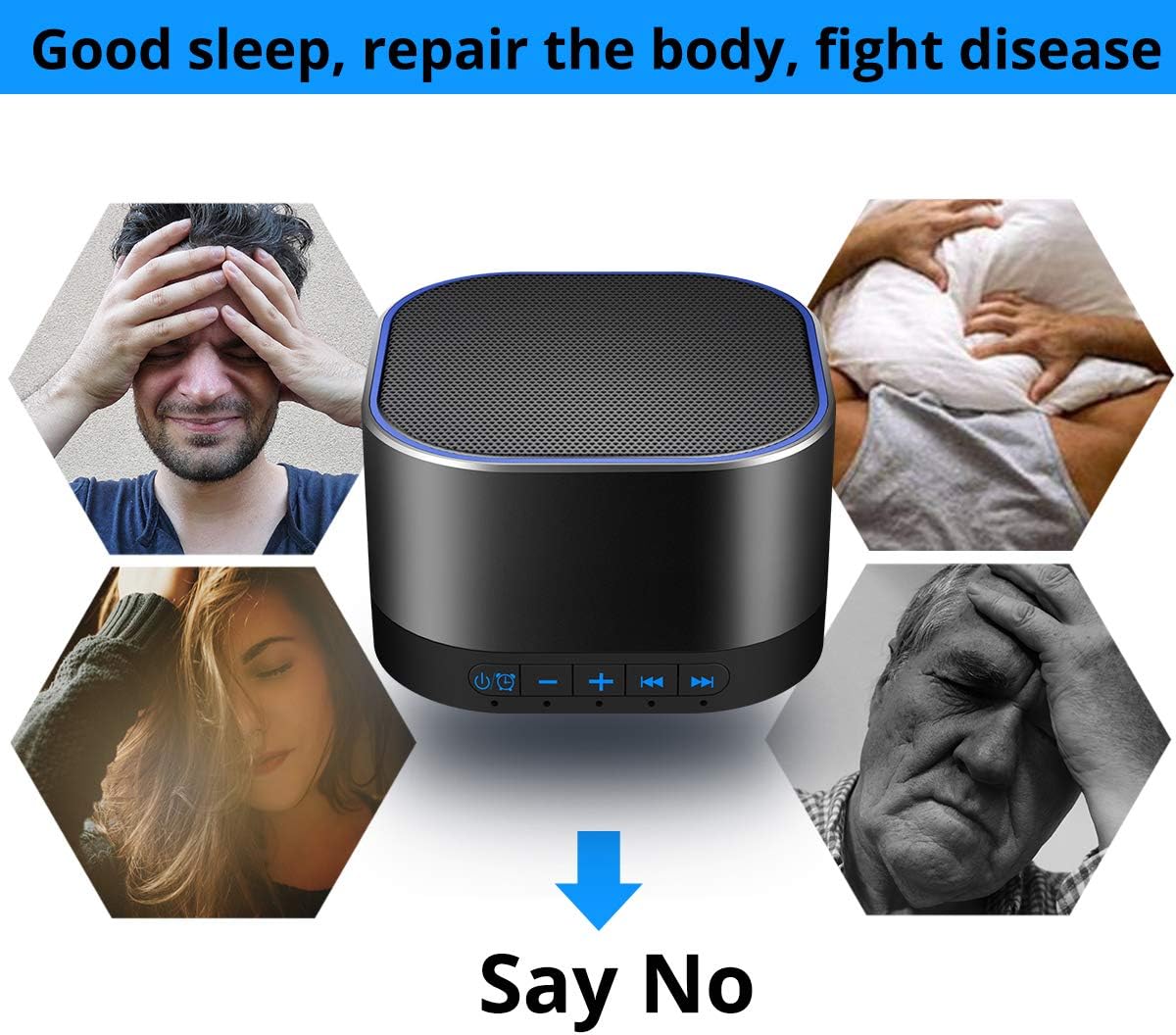 Magicteam White Noise Machine with 20 Non Looping Natural Soothing Sounds Memory Function 32 Levels of Volume Powered by AC or USB and Sleep Sound Timer Therapy for Baby Kids Adults Black