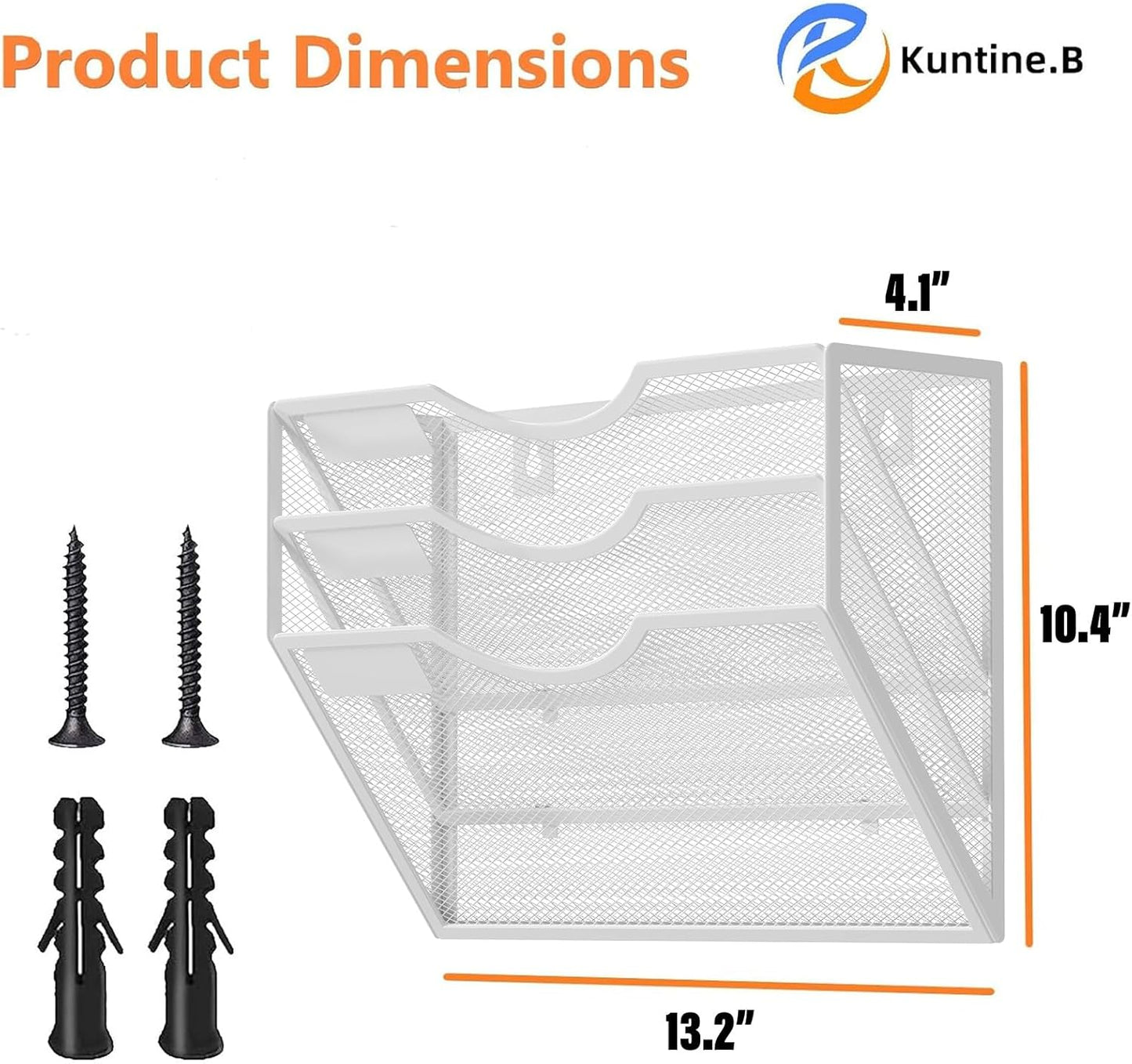 Kuntine.B Wall File Organizer Office Hanging Magazine Holder Wall File Organizer for Office Home (White, 3 Tier)
