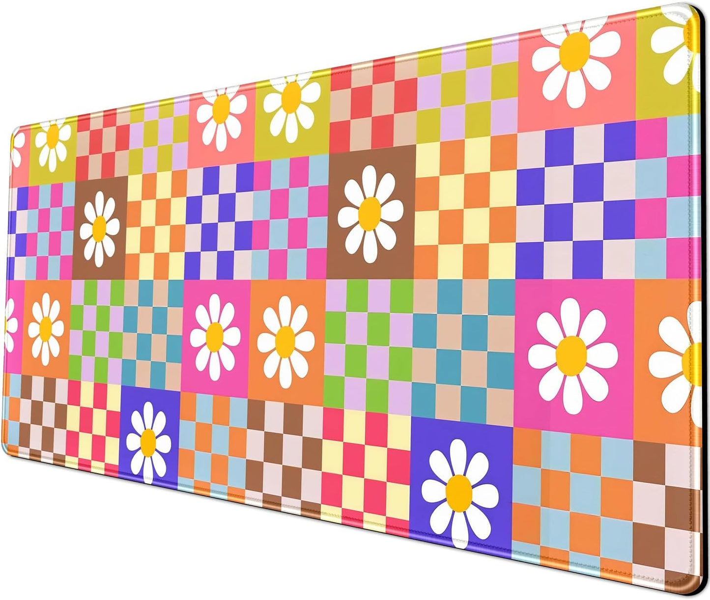 Pink Desk Mat Trendy Checkered Aesthetic Desk Pad Computer Large Mouse Pad Aesthetic Desk Accessories Office Gifts for Her Cute Keyboard and Mouse Pad Desk Computer Mat 31.5 X 11.8 in