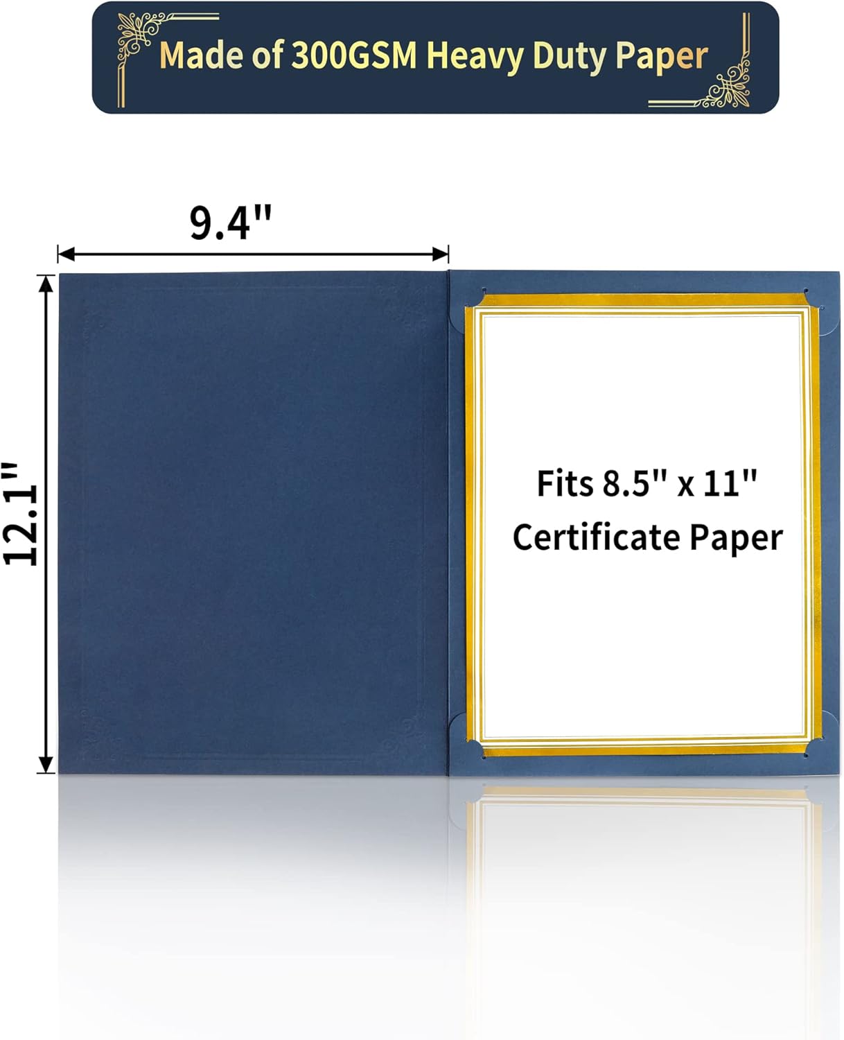 GNL Certificate Holders - 50 Packs Navy Blue Diploma Holders, Certificate Covers with Gold Foil Border, for Letter Size 8.5 x 11 Certificate Paper, Award, Graduation, Documents