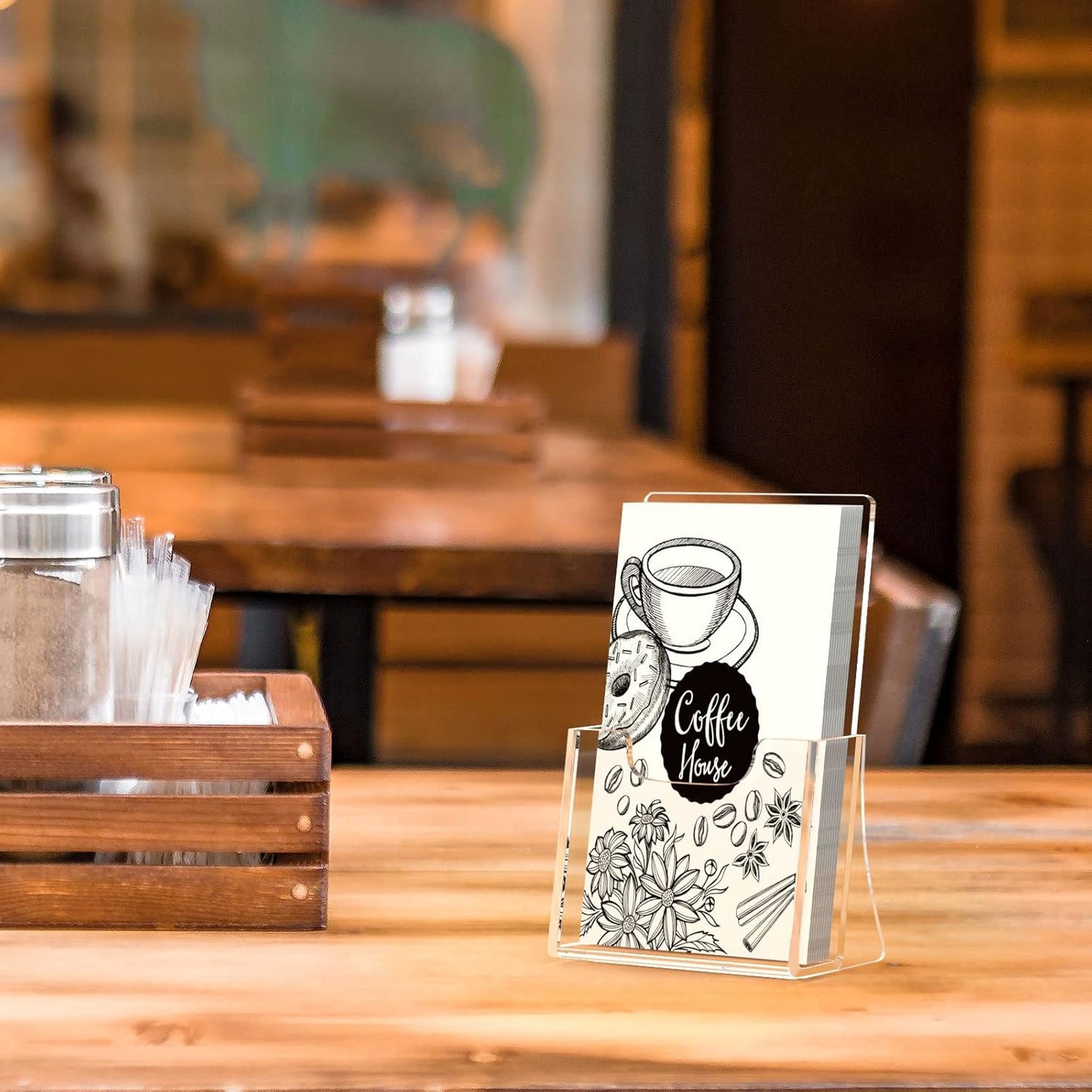 HIIMIEI Brochure Holder 4 x 6 inches, Acrylic Flyer Holder with 6 Pack, Plastic Stands for Displaying Flyer, Magazines, Pamphlets, Literature, Brochures, Booklets, Menu