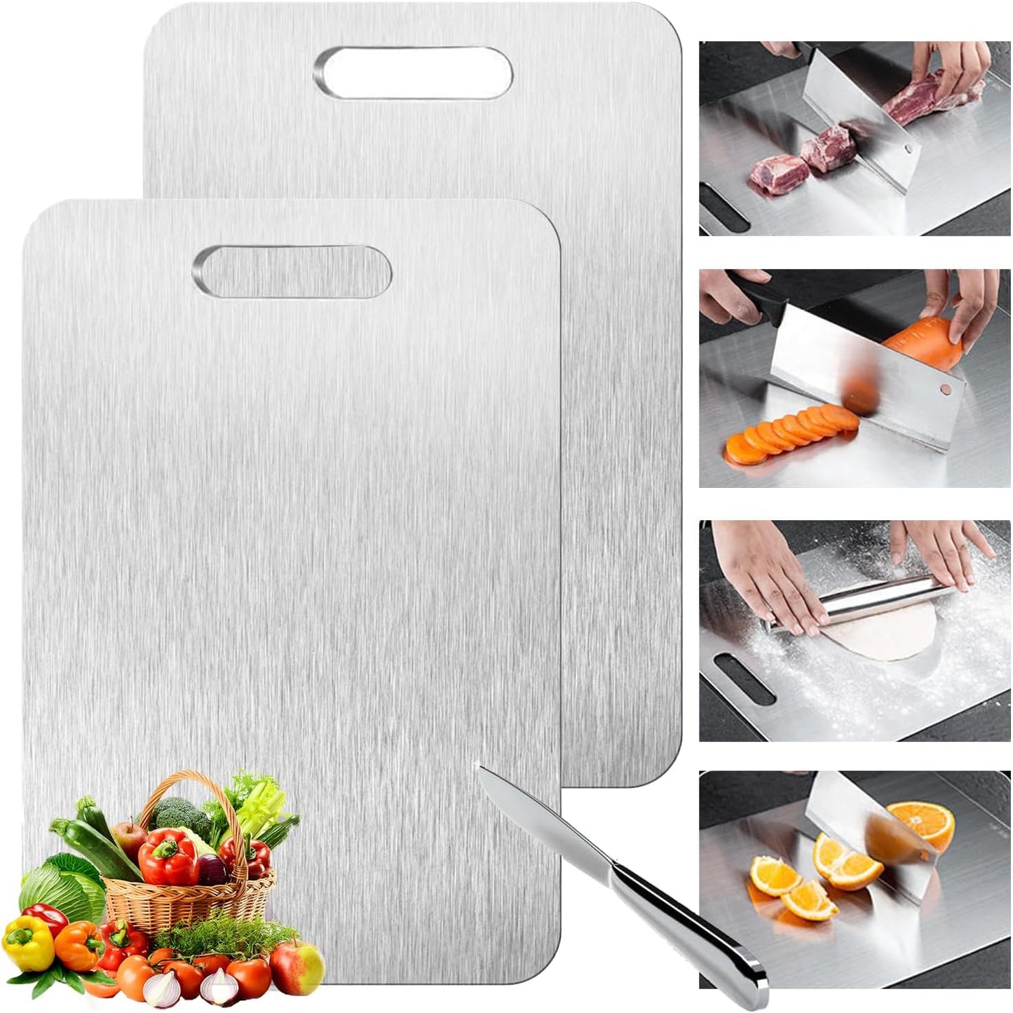 Titanium Cutting Board - 2 pack Titanium Cutting Boards for Kitchen,Double Sided Titanium Cutting Mat（11.81 * 17.91in）