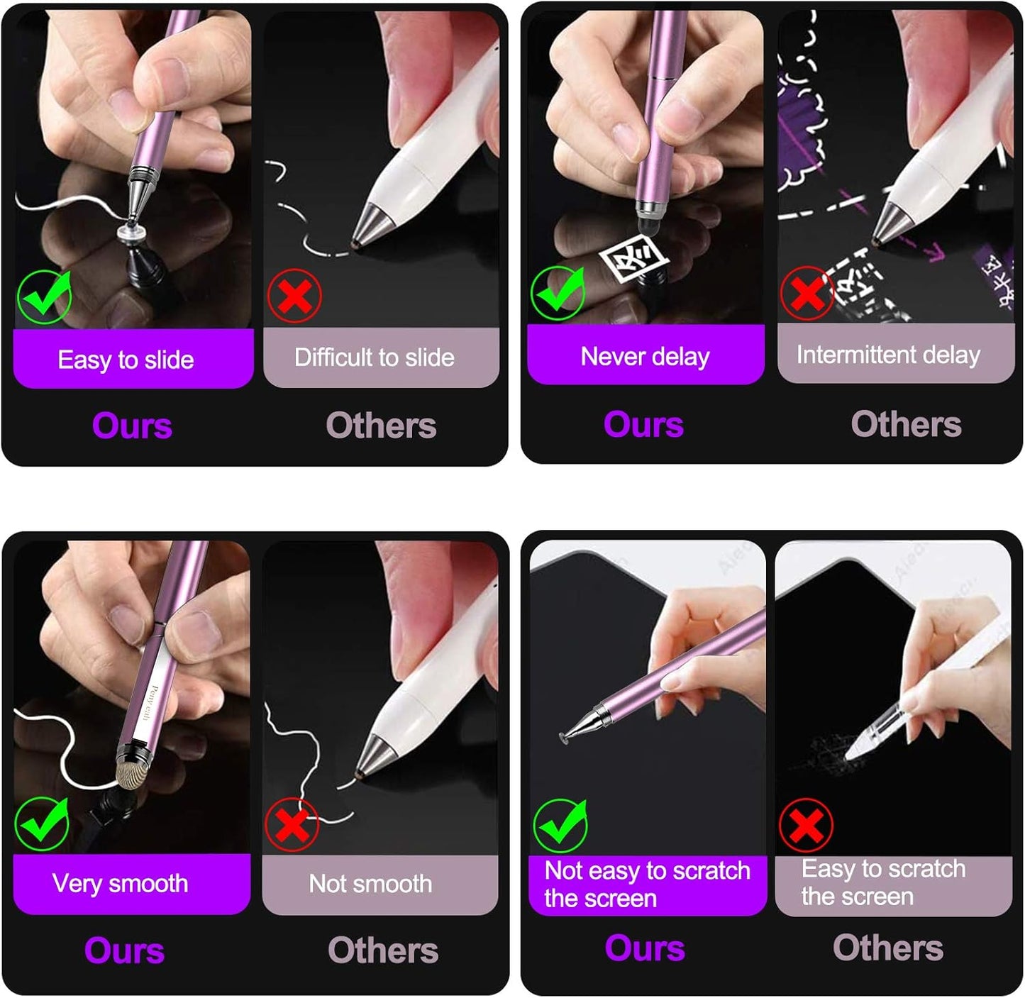 Penyeah 4-in-1 Stylus Pen for Touchscreens, Accurate & Versatile Capacitive Stylus Pen for iPhone,iPad,Android Phones,Tablets- Disc+Rubbe+Mesh Tips Universal for All Touch Screen Devices - Pinky Gold