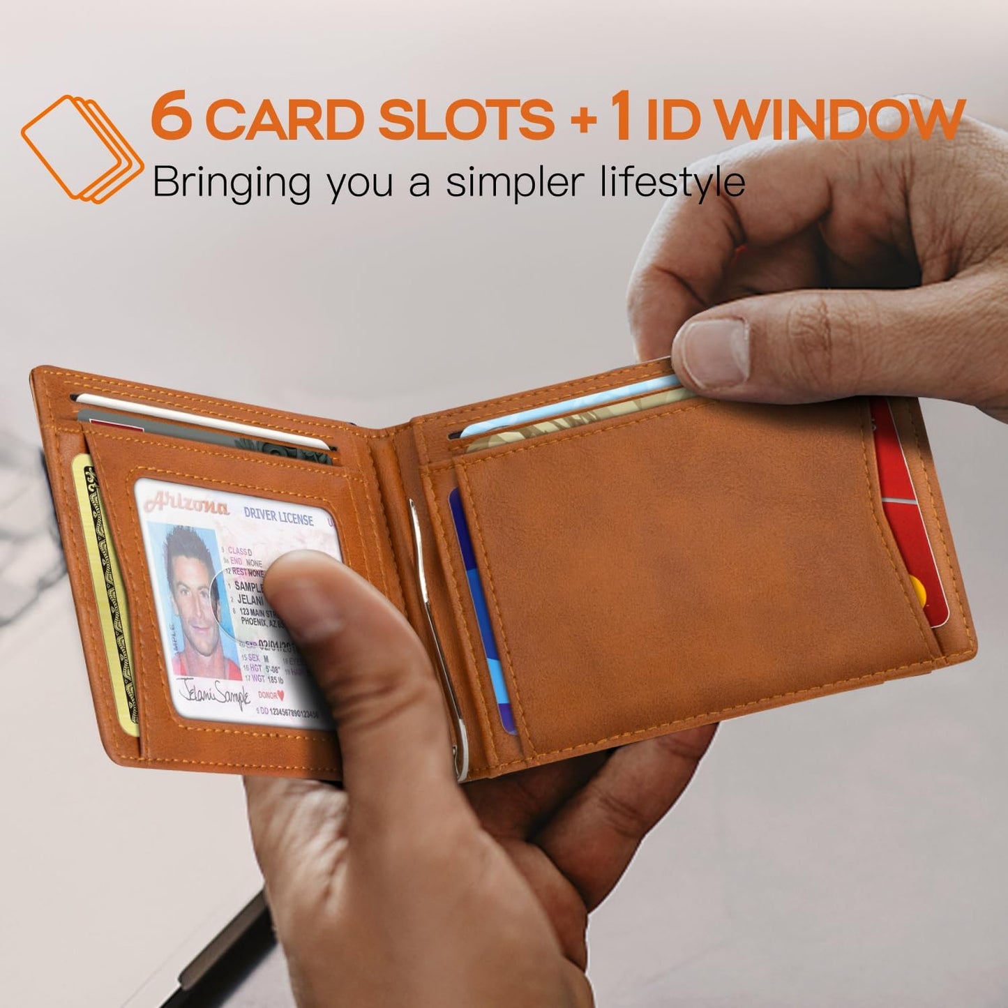 Slim Wallet for Men Genuine Leather RFID Blocking Bifold Minimalist Front Pocket Mens Wallet with Money Clip Thin Gift Box