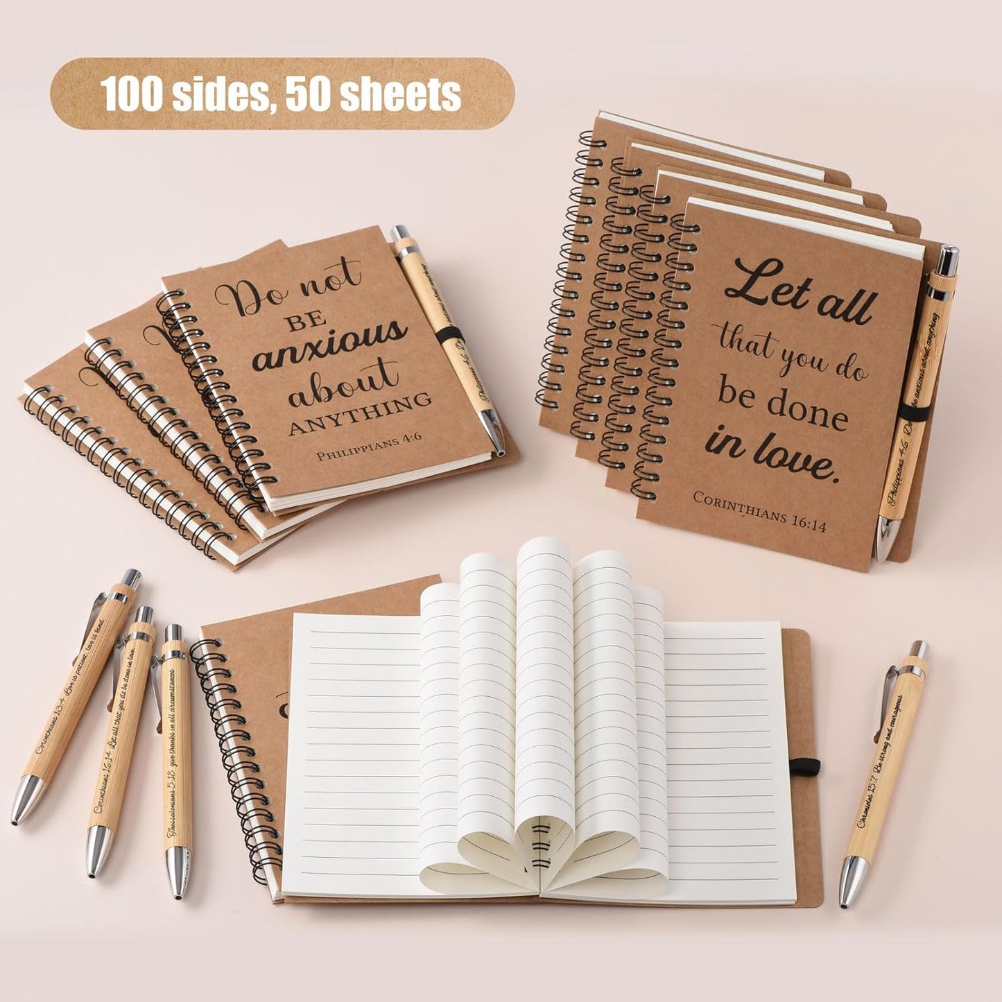 60 Pcs/30 Set Christian Gifts Spiral Notebooks Bulk Journals with Christian Pens Prayer Journal Christian Journal for Women and Men, Perfect Home Gifts