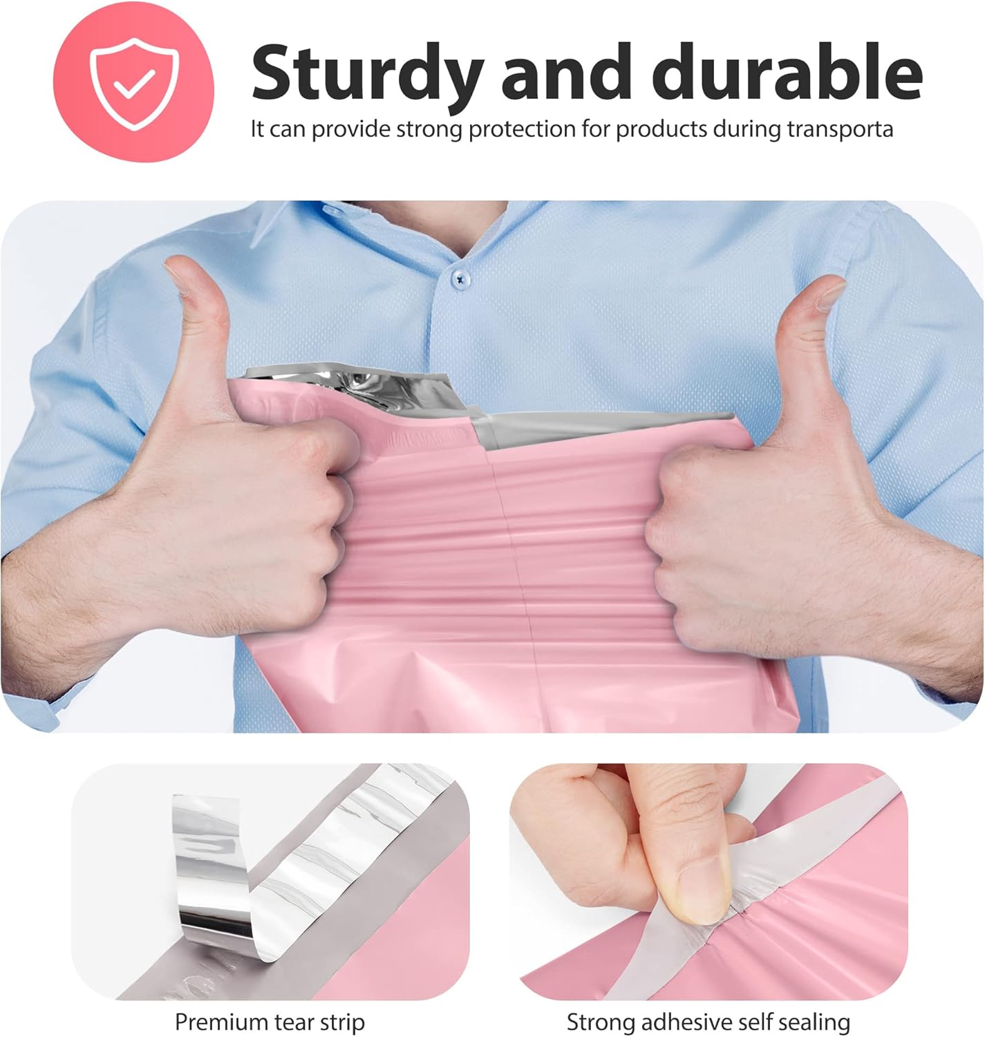 Fuxury Poly Mailers 12x15.5 Inch 1000 Pack, Bulk Shipping Bags for Clothing, Strong Adhesive Shipping Envelopes for Small Business Suppliers,Waterproof Mailers Poly Bags Mailing Envelopes Pink