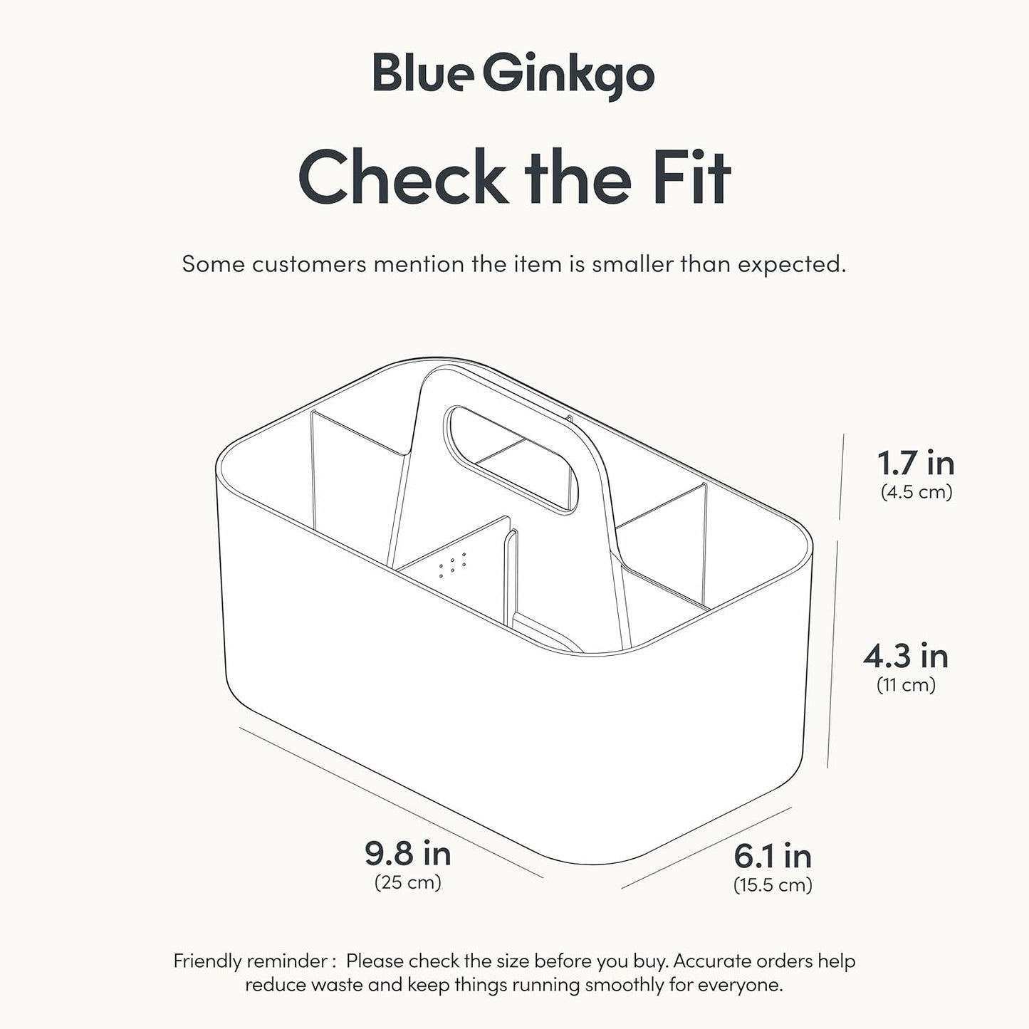 BLUE GINKGO Stackable Organizer Caddy – Korean-Made Portable Tote for Bathroom, Office, Crafts, or School Supplies (Rectangle, White)