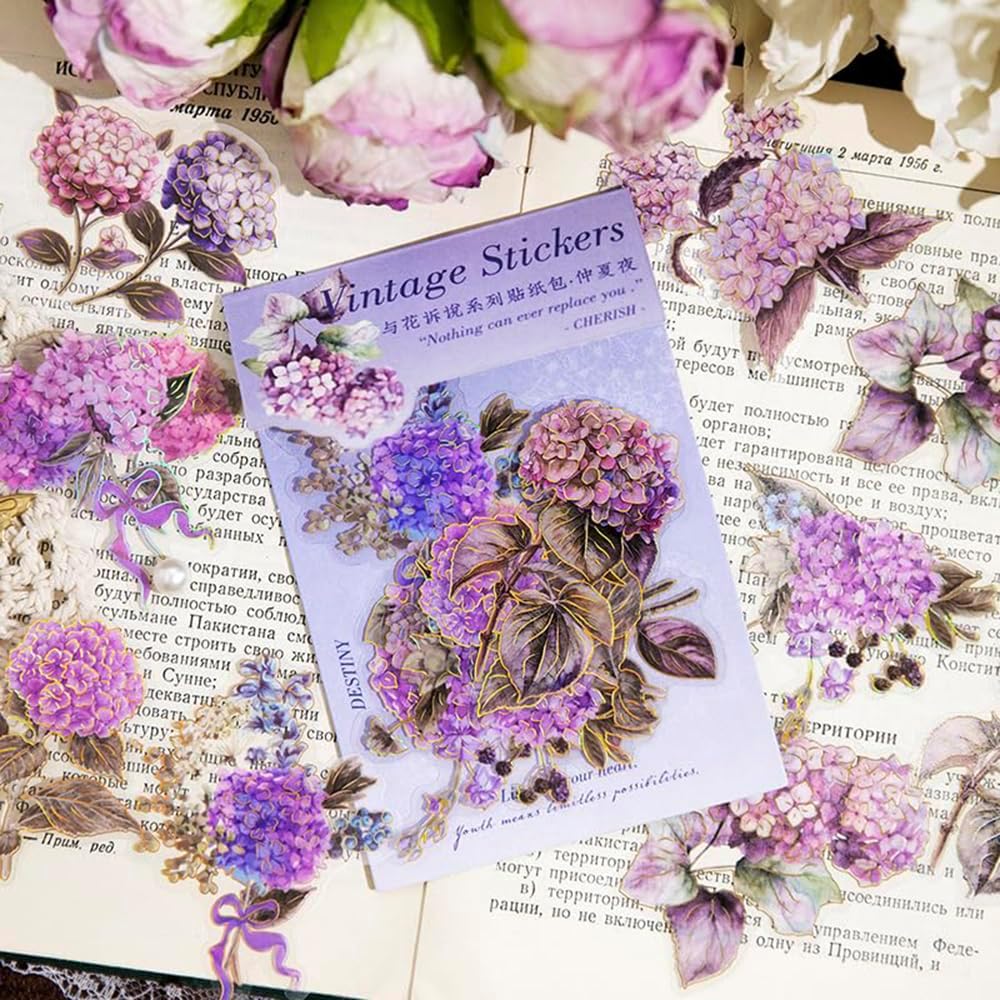Alideco 120pcs Scrapbook Stickers Vintage Botanical Flowers Scrapbooking Junk Journal Crafts Embelishment Decoration Diary Stickers (yuhuashushuo)