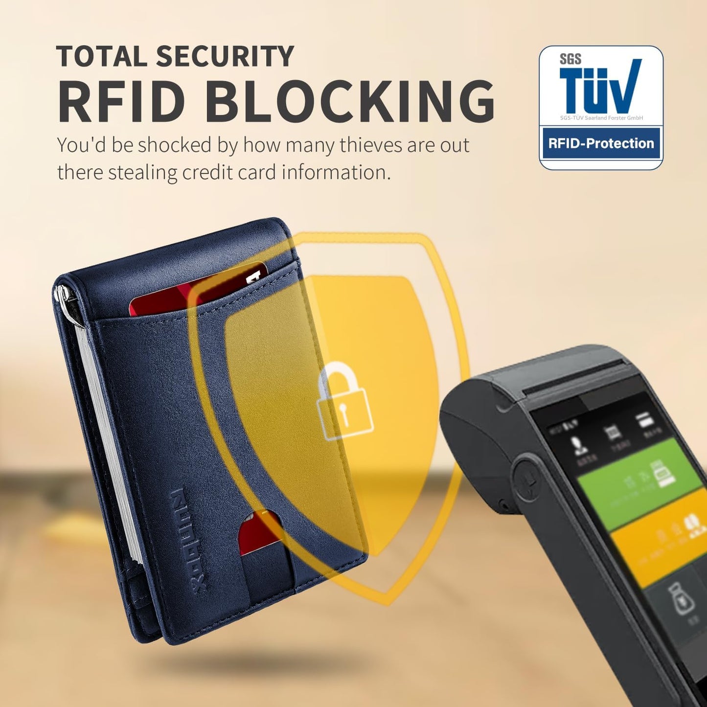 Slim Money Clip Wallets for Men RFID Blocking 11 Card Holder Minimalist Small Thin Carbon Leather Bifold Mens Front Pocket Wallet Gift Box