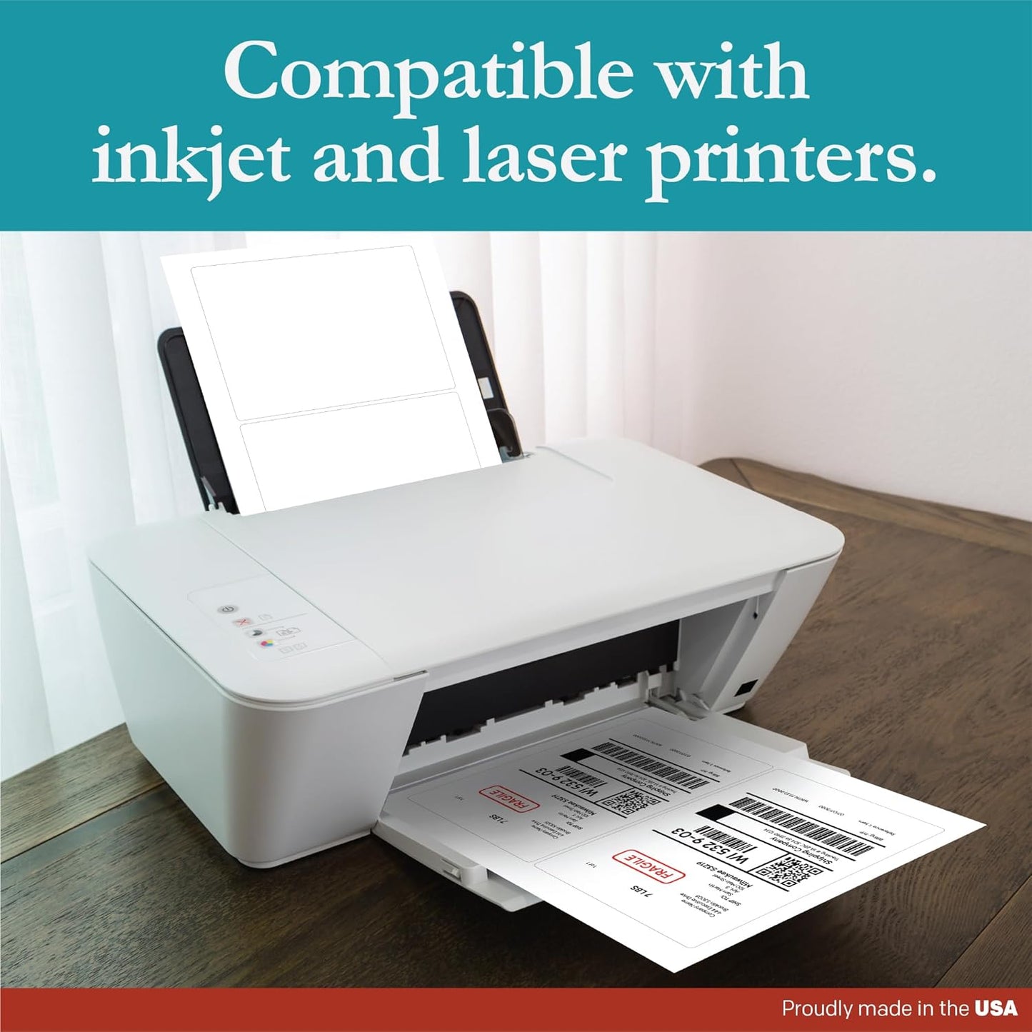 Premium Label Supply White Sticker Shipping Labels – 7" x 5" – Laser/Inkjet Compatible – (2 per Sheet), 100 Sheets – 200 Total Adhesive Labels