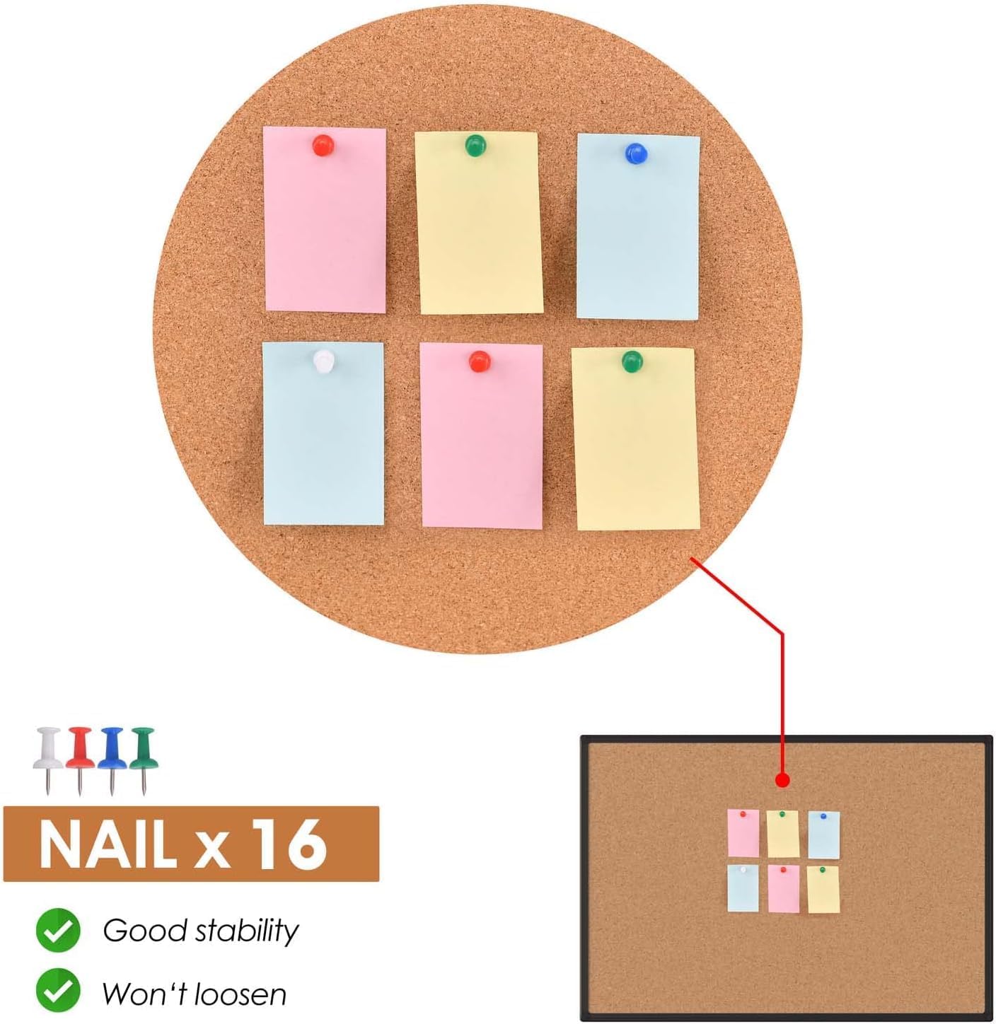 Board2by Cork Board Bulletin Board 24 x 36, Black Aluminium Framed 2 x 3 Corkboard, Office Board for Wall Cork, Large Wall Mounted Notice Pin Board with 16 Push Pins for School, Home & Office