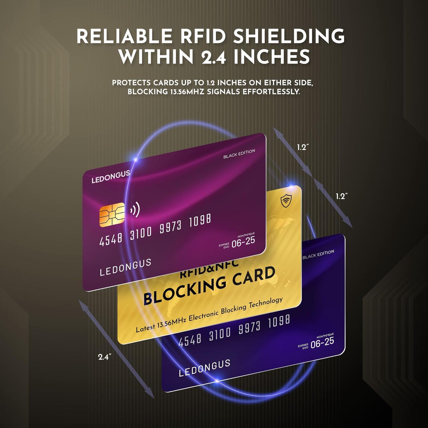 RFID Blocking Cards – 6 Pack | Anti-Theft Contactless NFC Protection for Debit Credit Cards & Wallet | Slim & Durable Perfectly fits in Wallet | 2 RFID Sleeves Included | Gold