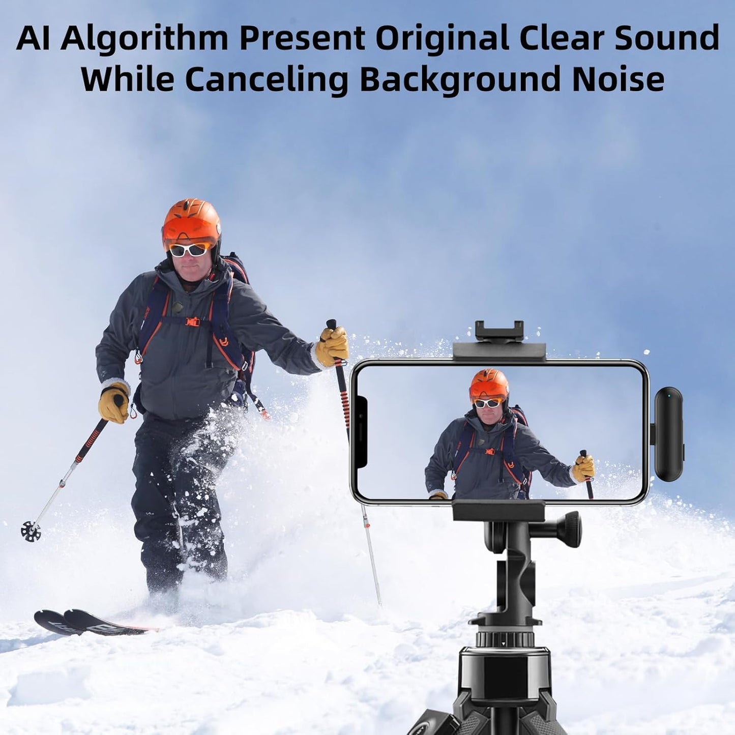 Wireless Microphone for iPhone 17 16 15 - Ai Noise Cancelling Mini Microphone USB C for Android Phone, Lavalier Mic with 35H Charging Case for Video Recording Vlogging YouTube Tiktok