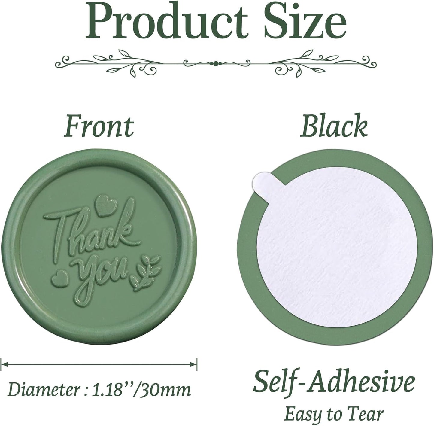 25 Pcs Handmade Wax Seal Stickers, Wedding Invitation Envelope Seal Stickers, Perfect for Invitation, Christmas, Gift Wrapping(Thank You Style, Olive Green Wax)
