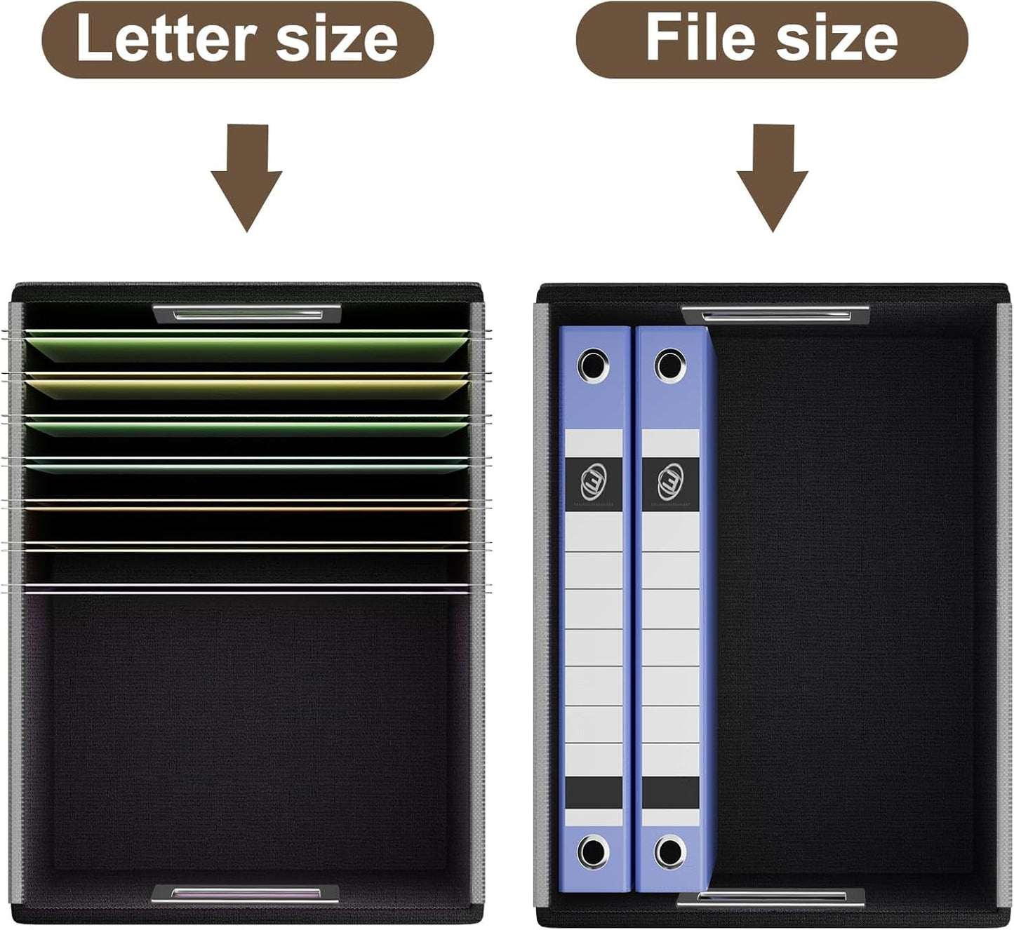 Huolewa File Organizer Boxes with Lids, Collapsible Faux Leather Hanging File Folder Box Organizer with Plastic Slide, Decorative Home/Office Filing System Boxes for File and Folders Storage