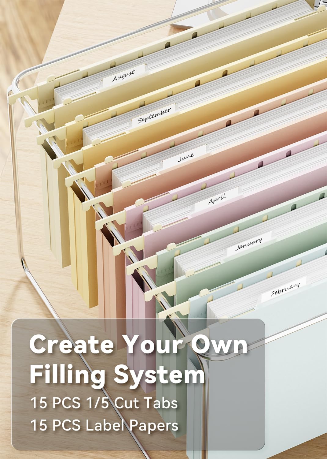 Ansook Plastic Hanging File Folders Letter Size,1" Expanding File Folder with Tabs,12 Pack File Cabinet Folders for Documents,Morandi Colored File Folders,Stay Organized for Home and Office Bulk File