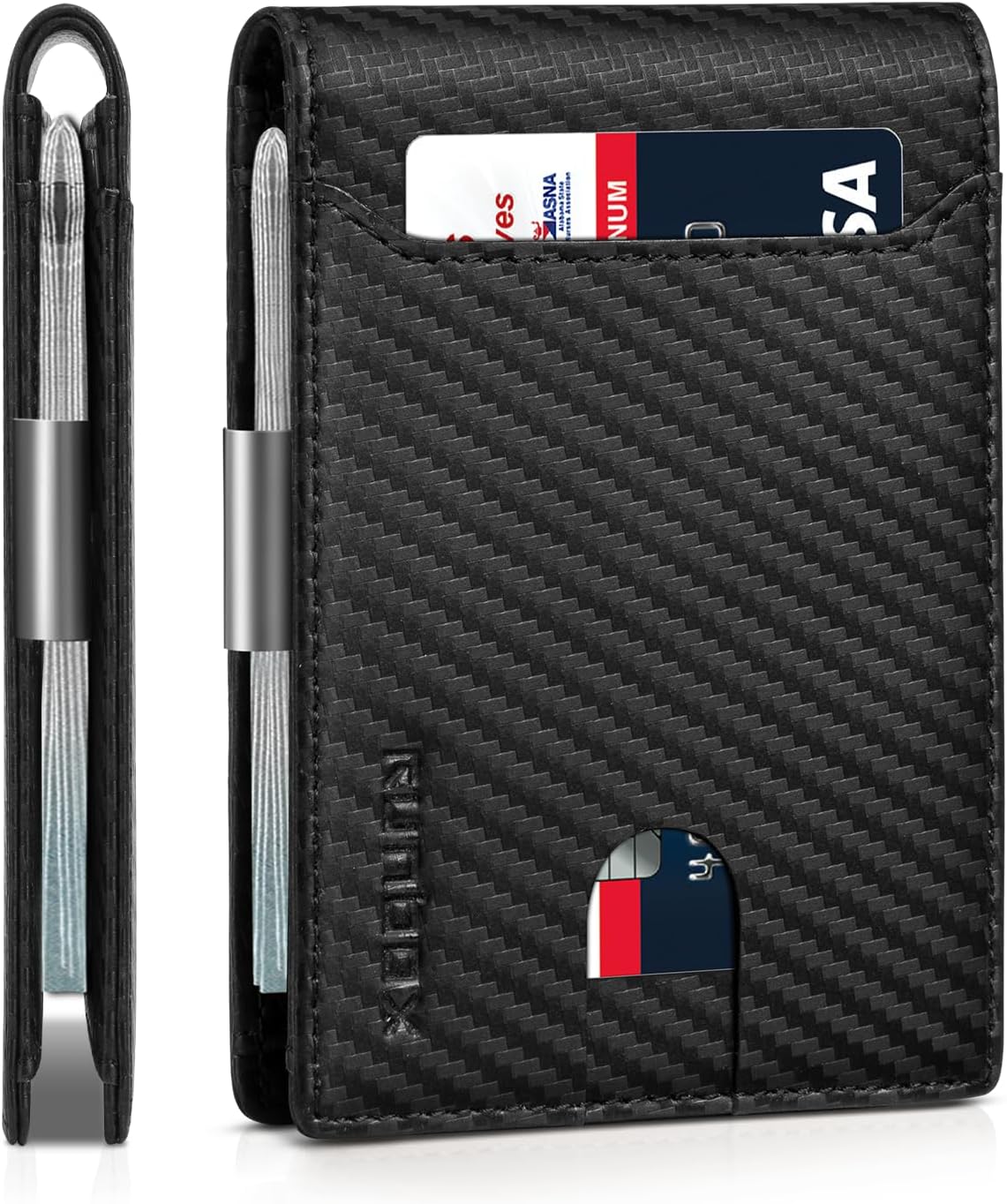 RUNBOX Slim Wallets for Men - Leather Money Clip Mens Wallet - RFID Blocking Front Pocket Bifold Wallet - Thin Credit Card Holder with Gift Box