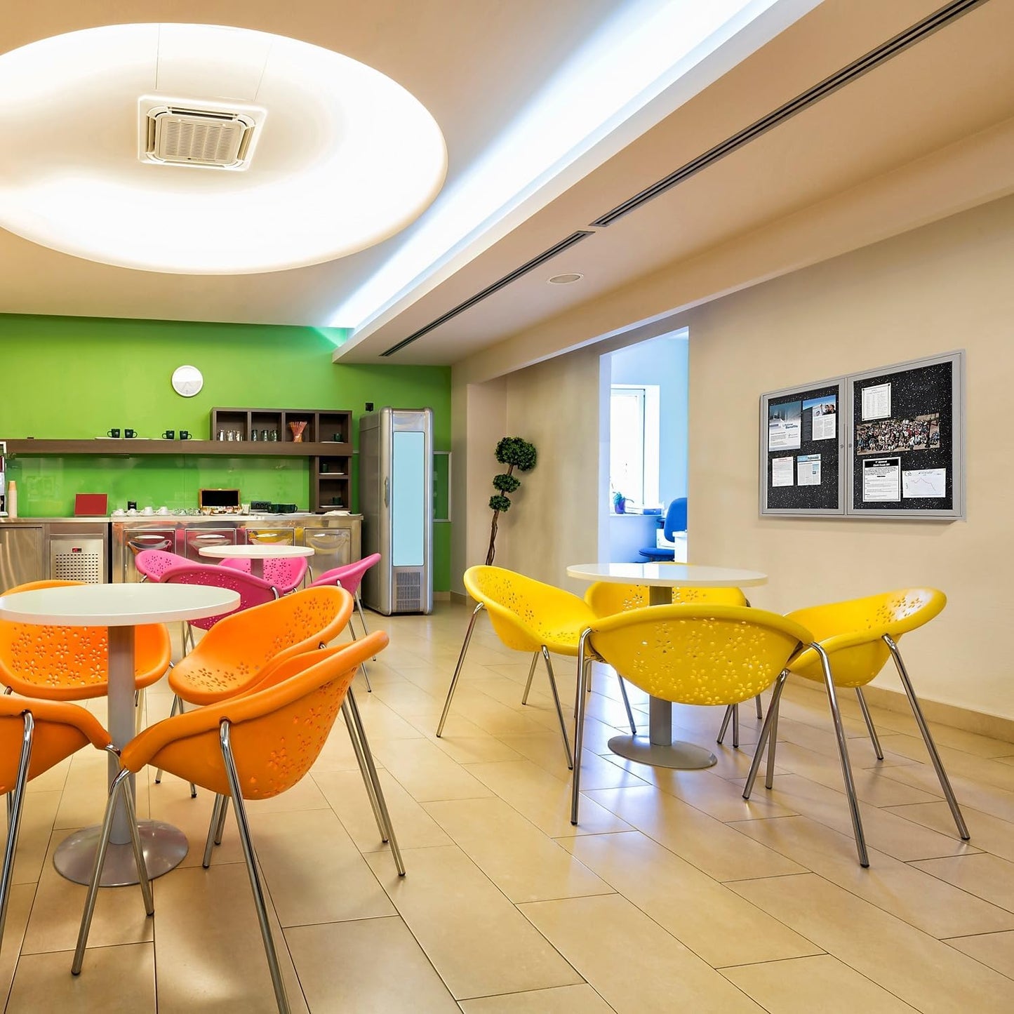 Ghent 36"x60" 2-Door indoor Enclosed Recycled Rubber Bulletin Board, Shatter Resistant, with Lock, Satin Aluminum Frame,Confetti (PA23660TR-CF ) ,Made in the USA