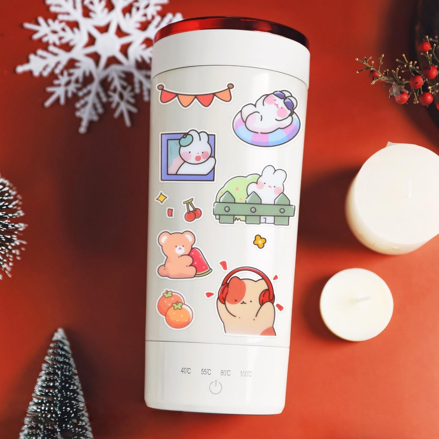 Kawaii Cute Journaling Scrapbook Stickers - 100 Sheets Cartoon Transparent Sticker for Junk Journal Stationary Planner Album Calendars Supplies Notebook DIY Craft Decor