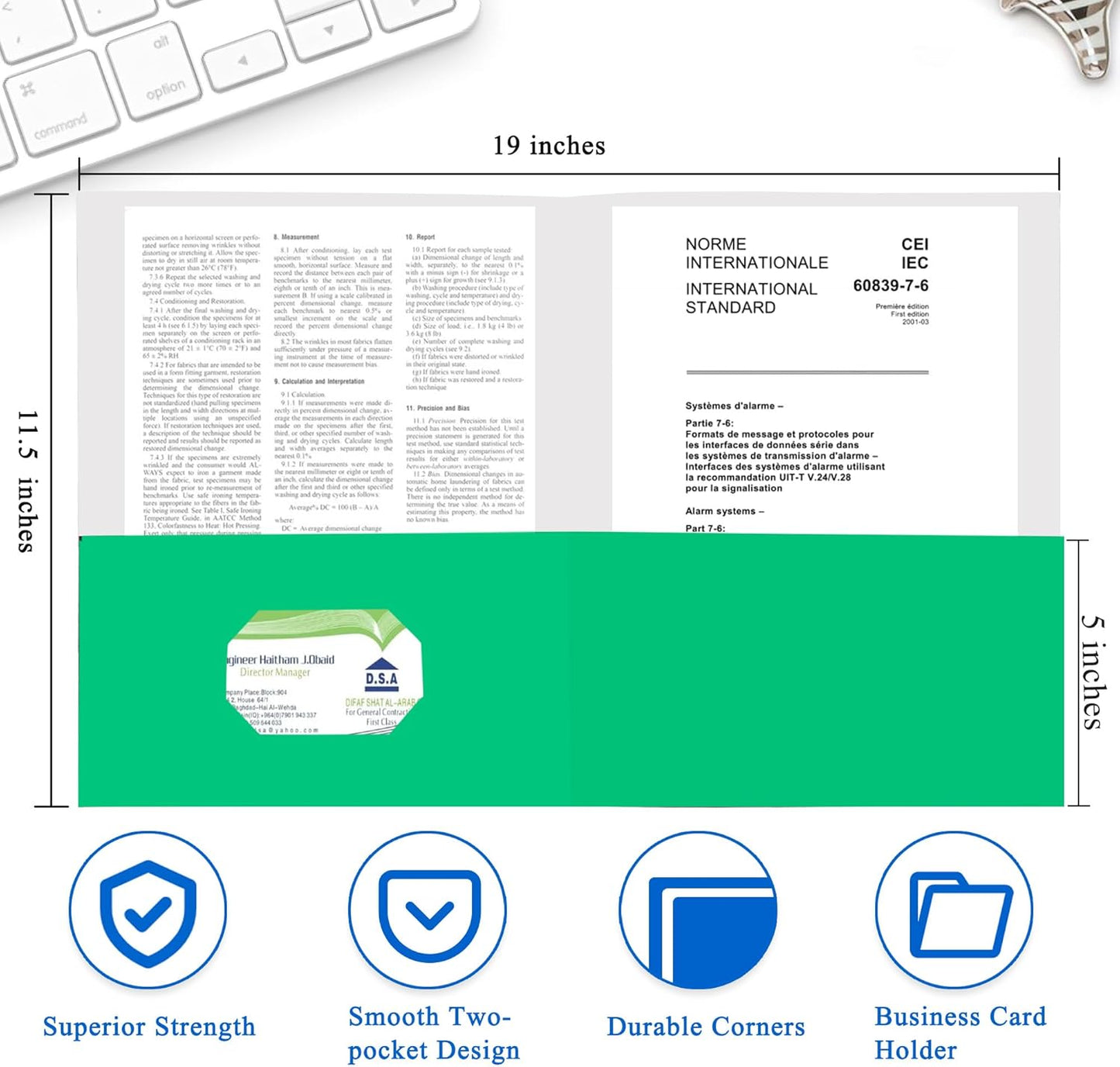 Zzrywuty 50 Packs Paper Folders with Pockets for Students,Businessmen and Office Workers,Letter Size,Two Pocket Folders with Card Slot for Office,Business,School Supplies (Green)
