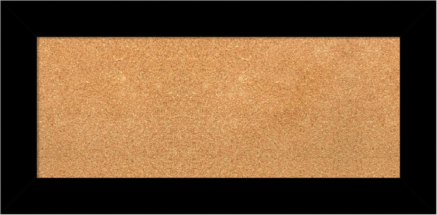 Amanti Art Natural Cork Board for Wall, 17x35 Vision Board with Black Wood Frame, Medium Corkboard Office Decor for Home Organization, Casual Corkboard Pinboard to Display Items for Home Organization