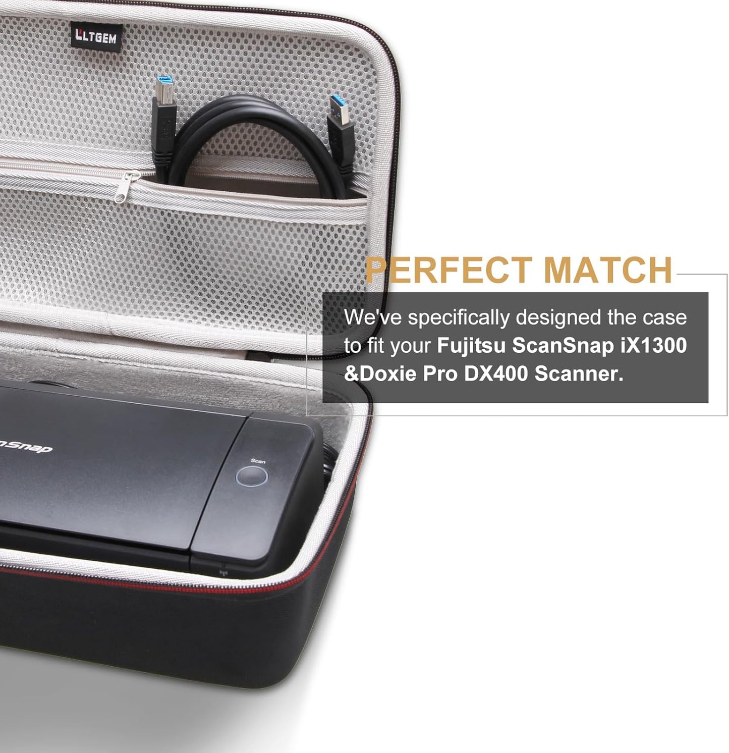 LTGEM Case Compatible with ScanSnap iX1300 & Doxie Pro DX400, Black