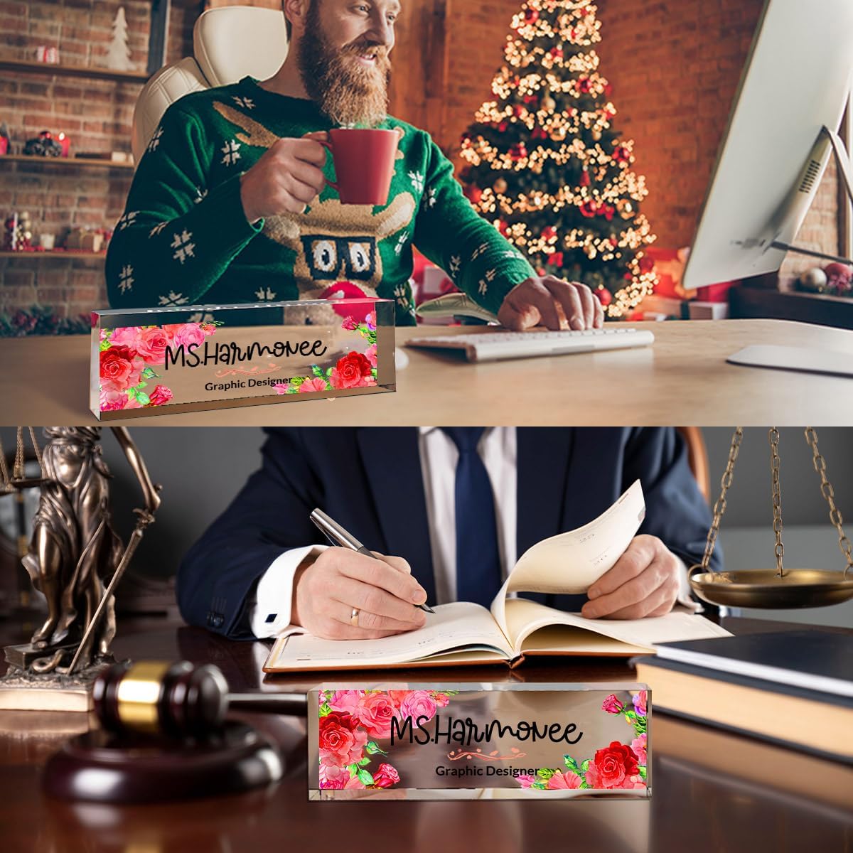 Personalized Office Desk Name Plate - Custom Acrylic Decor Accessories, Gift for Women