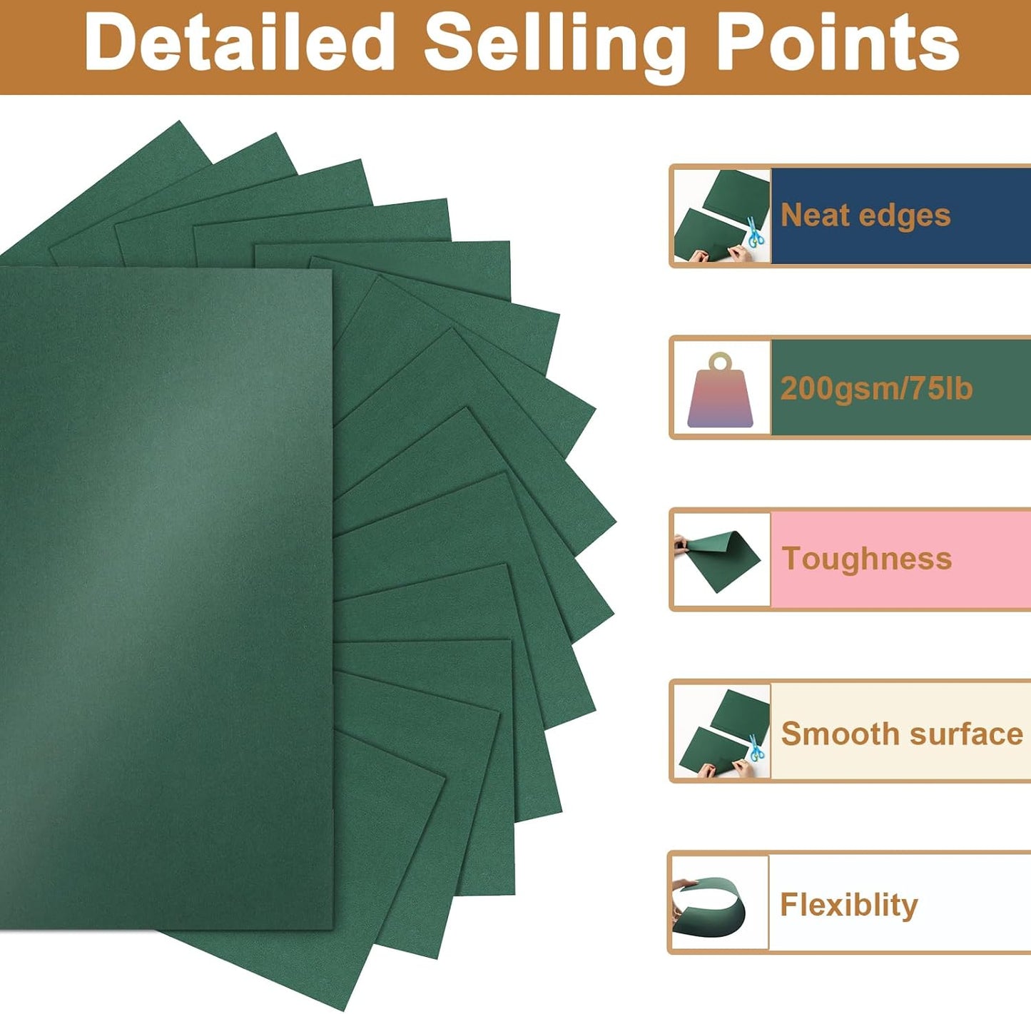 120 Sheets Dark Green Shimmer Cardstock 8.5 x 11 Metallic Paper, 92lb Heavyweight Craft Paper Card Stock for Christmas, Birthday Decorations, DIY Cards Making, Invitations